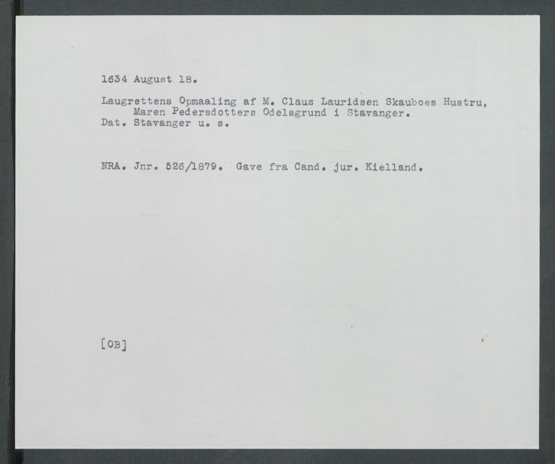 Riksarkivets diplomsamling, AV/RA-EA-5965/F02/L0146: Dokumenter, 1634, s. 8