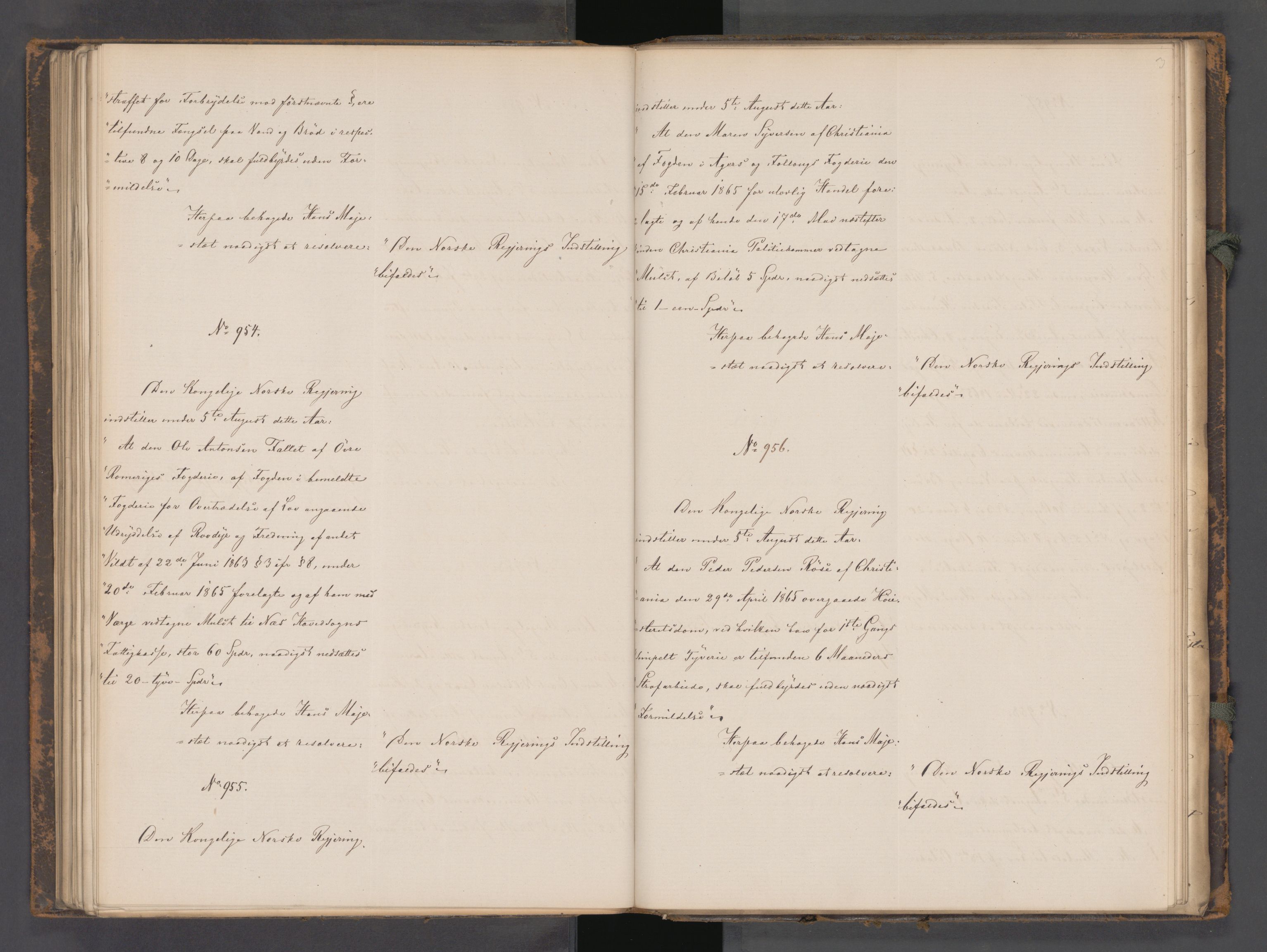 Statsrådssekretariatet, AV/RA-S-1001/A/Ab/L0104: Kgl. res. nr. 724-1001b, 2. halvår, 1865