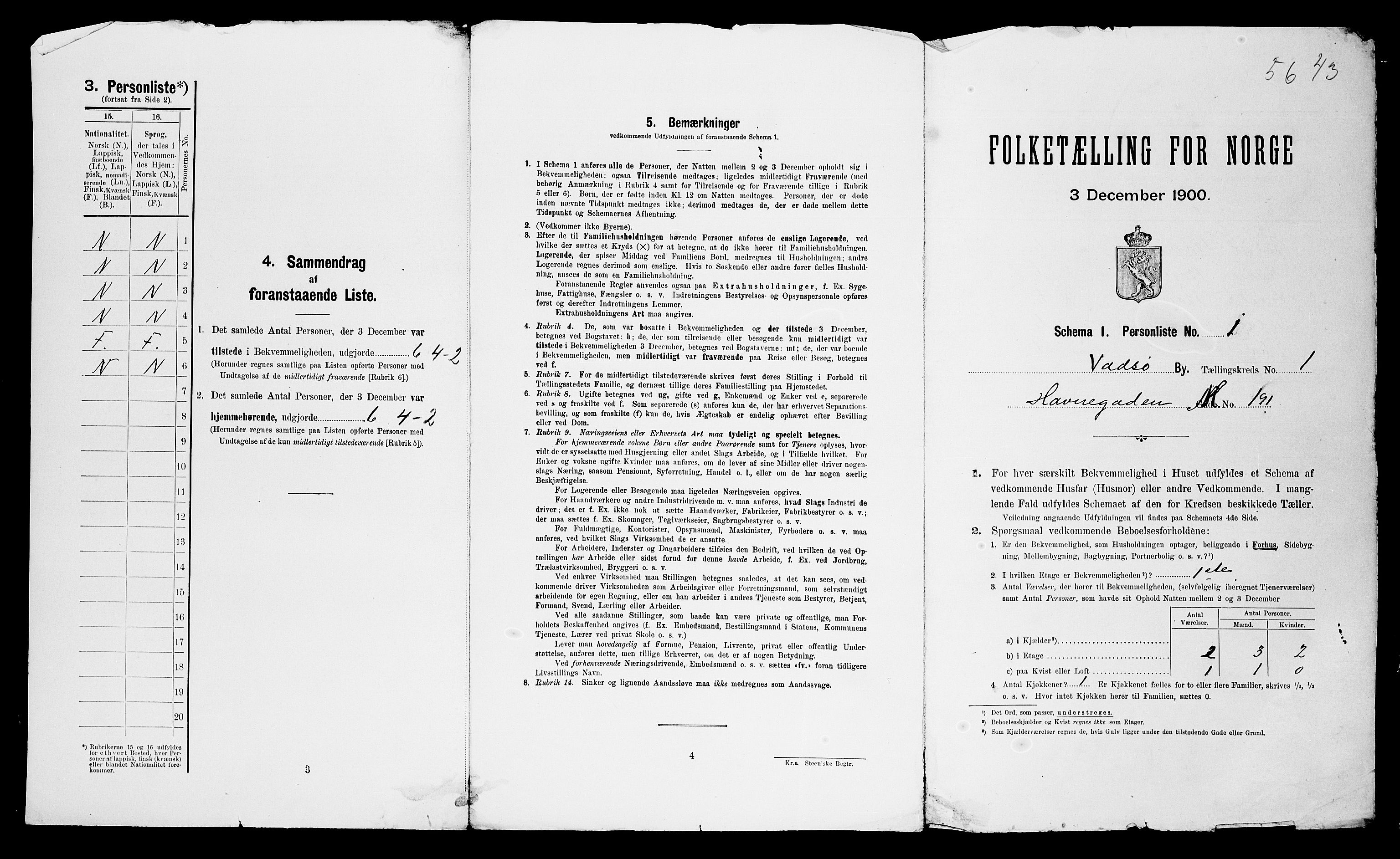 SATØ, Folketelling 1900 for 2003 Vadsø kjøpstad, 1900, s. 167