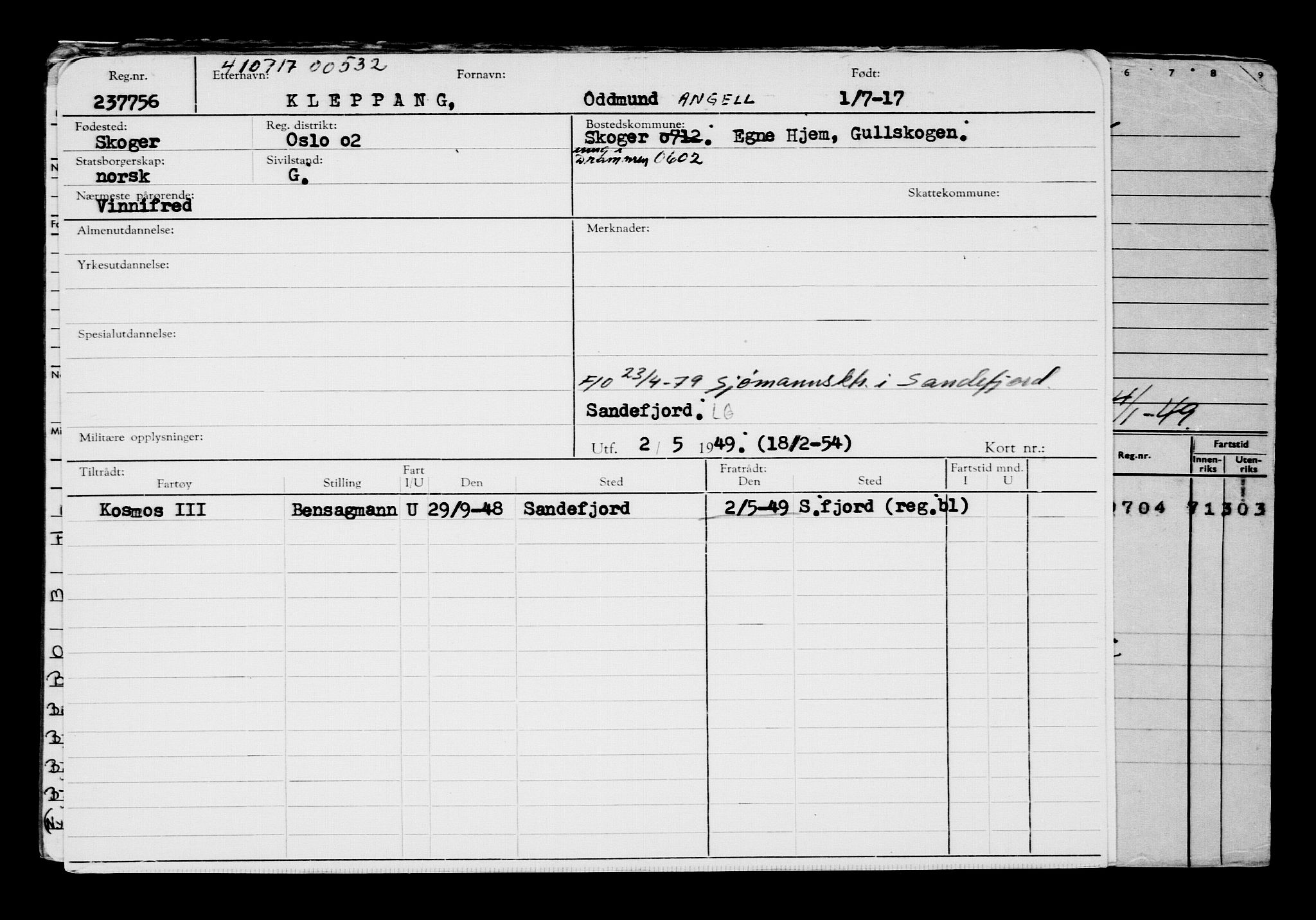 Direktoratet for sjømenn, AV/RA-S-3545/G/Gb/L0150: Hovedkort, 1917, s. 11