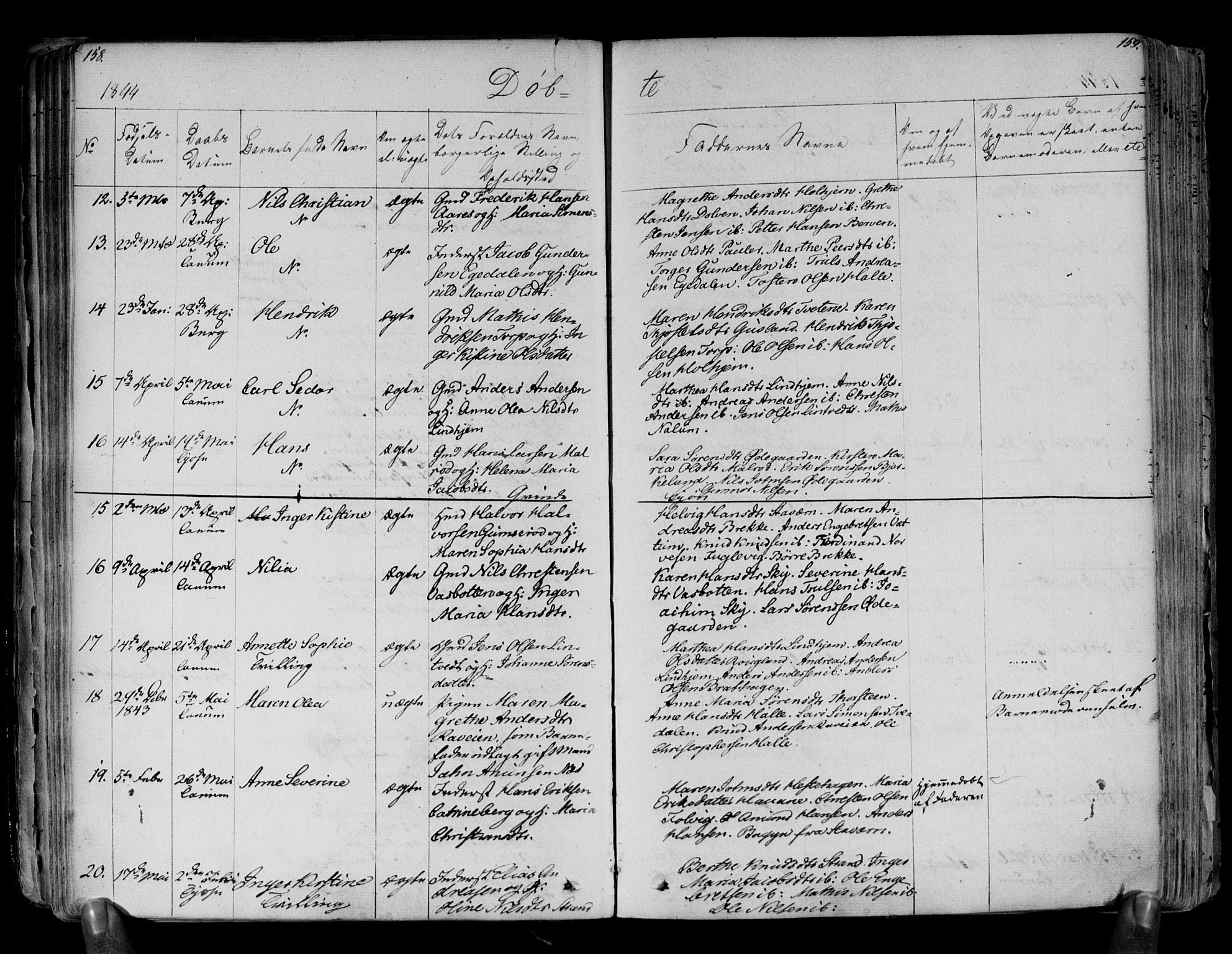 Brunlanes kirkebøker, AV/SAKO-A-342/F/Fa/L0003: Ministerialbok nr. I 3, 1834-1845, s. 158-159