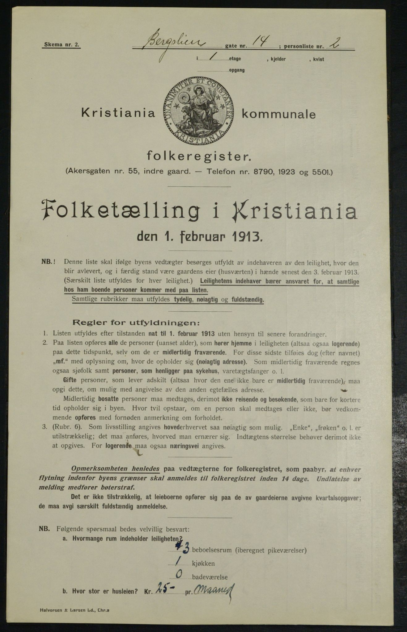 OBA, Kommunal folketelling 1.2.1913 for Kristiania, 1913, s. 4166