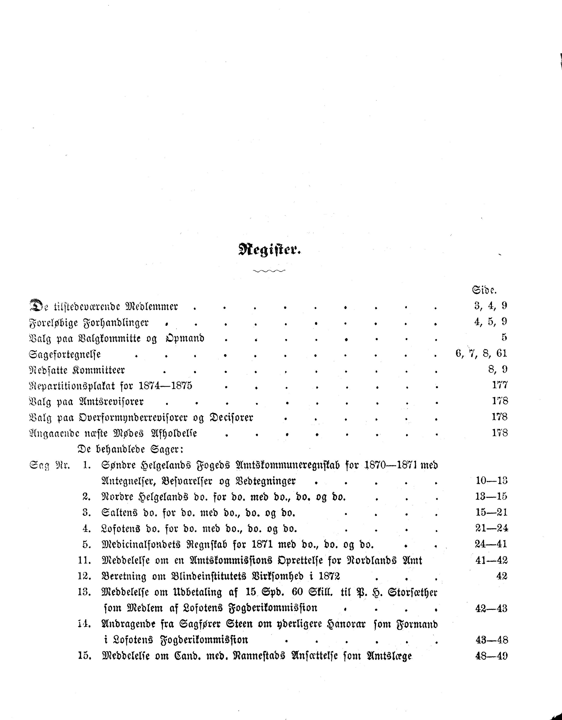 Nordland Fylkeskommune. Fylkestinget, AIN/NFK-17/176/A/Ac/L0007: Fylkestingsforhandlinger 1871-1875, 1871-1875