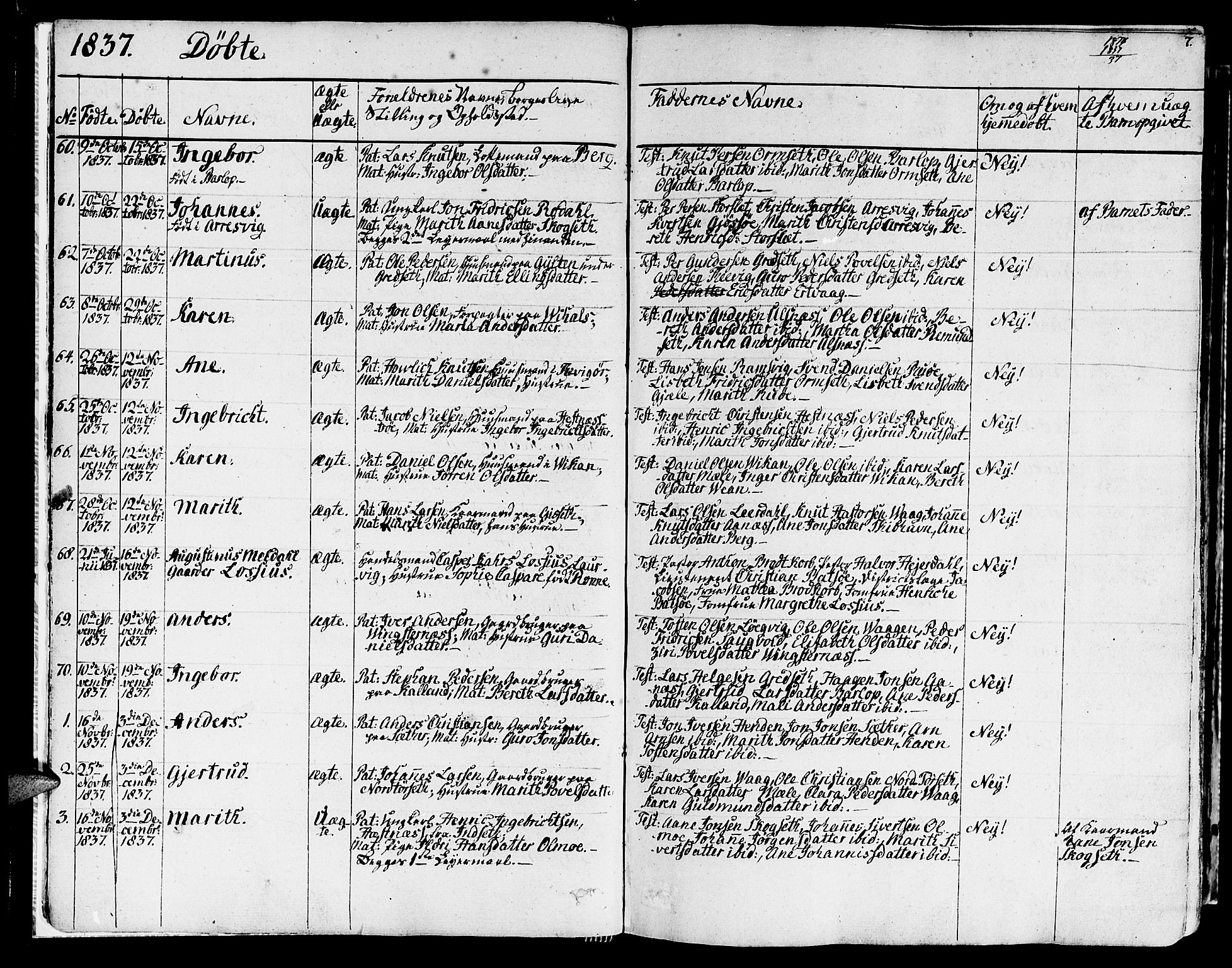 Ministerialprotokoller, klokkerbøker og fødselsregistre - Møre og Romsdal, AV/SAT-A-1454/578/L0904: Ministerialbok nr. 578A03, 1836-1858, s. 7