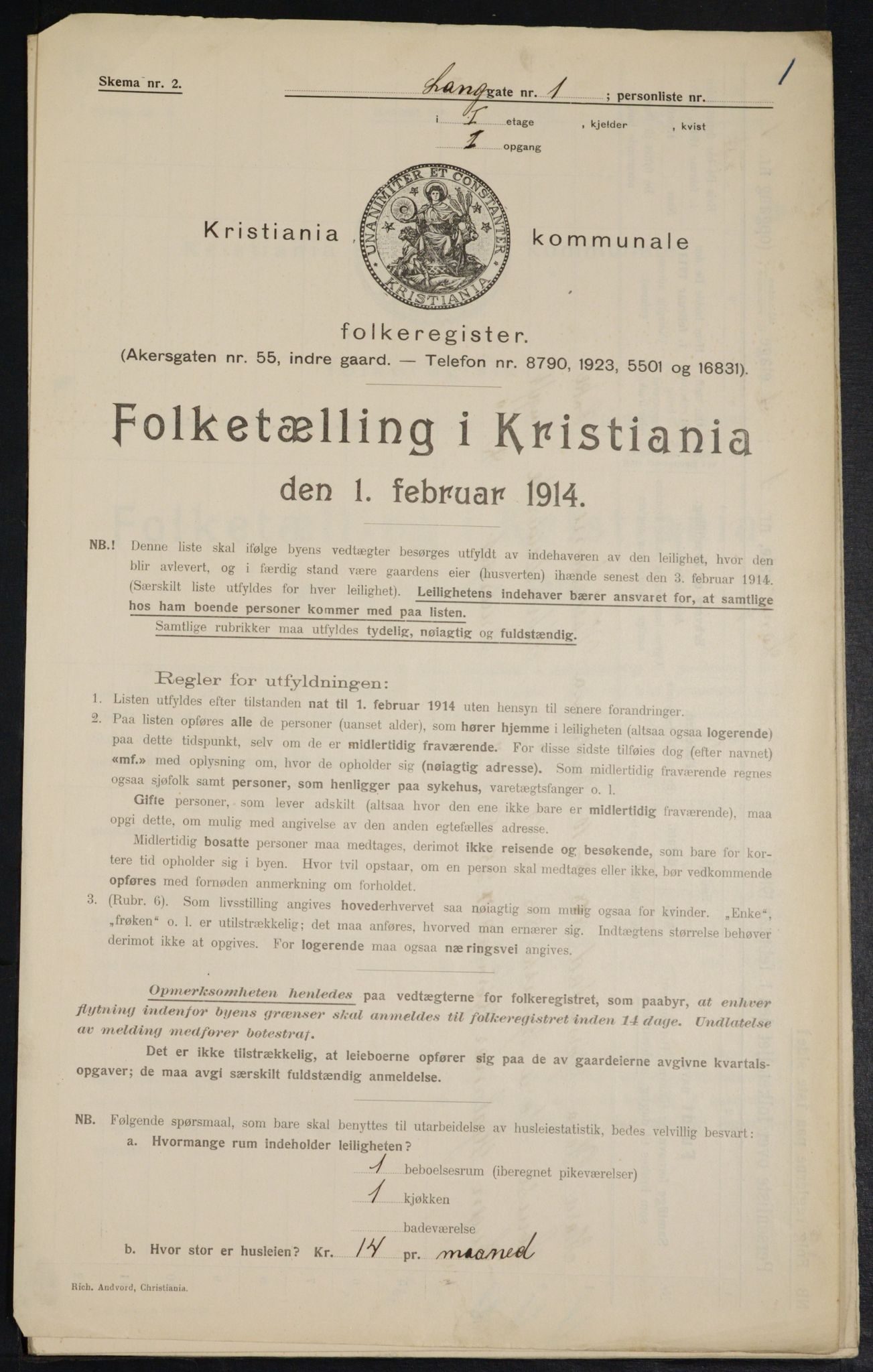 OBA, Kommunal folketelling 1.2.1914 for Kristiania, 1914, s. 56361