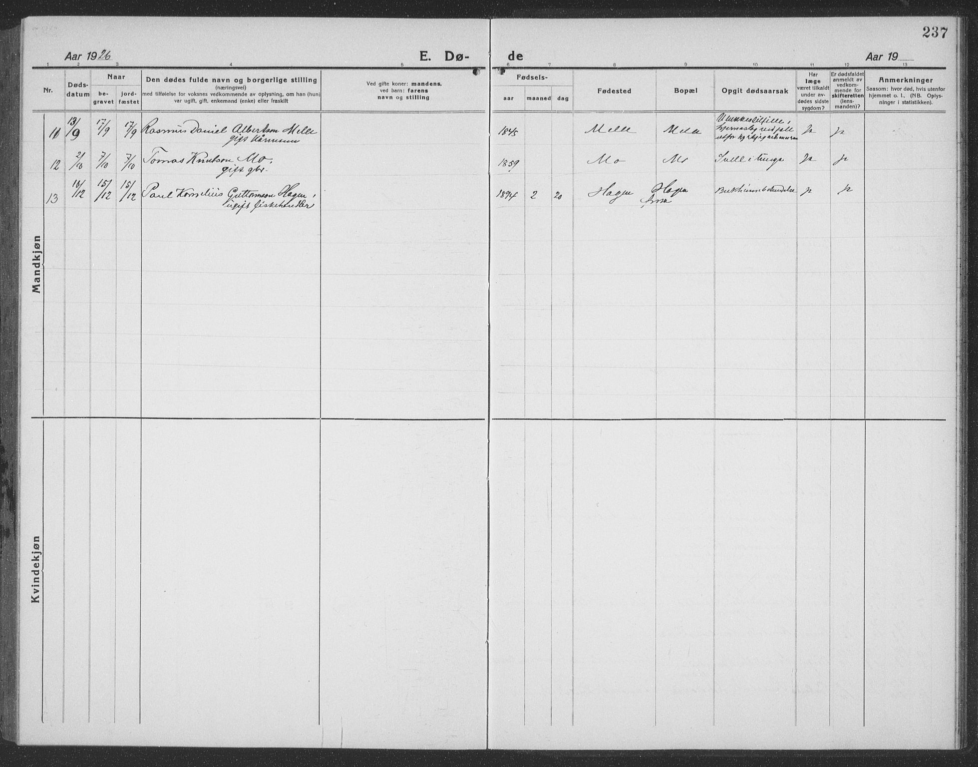 Ministerialprotokoller, klokkerbøker og fødselsregistre - Møre og Romsdal, AV/SAT-A-1454/513/L0191: Klokkerbok nr. 513C05, 1920-1941, s. 237