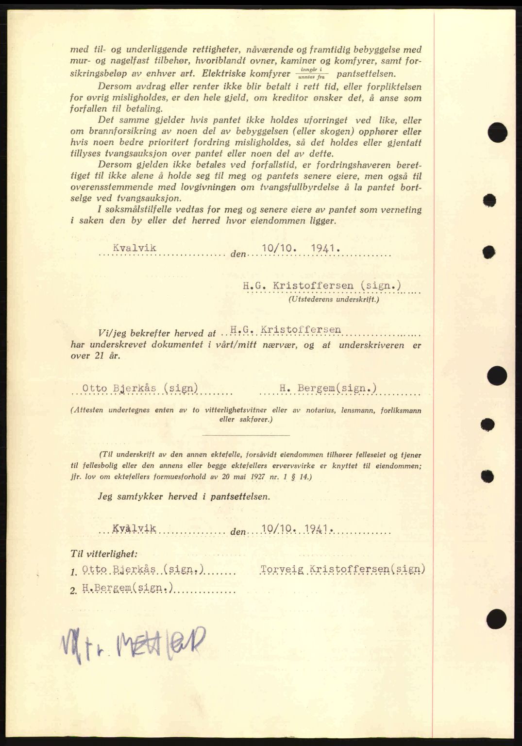 Nordmøre sorenskriveri, AV/SAT-A-4132/1/2/2Ca: Pantebok nr. B88, 1941-1942, Dagboknr: 1861/1941