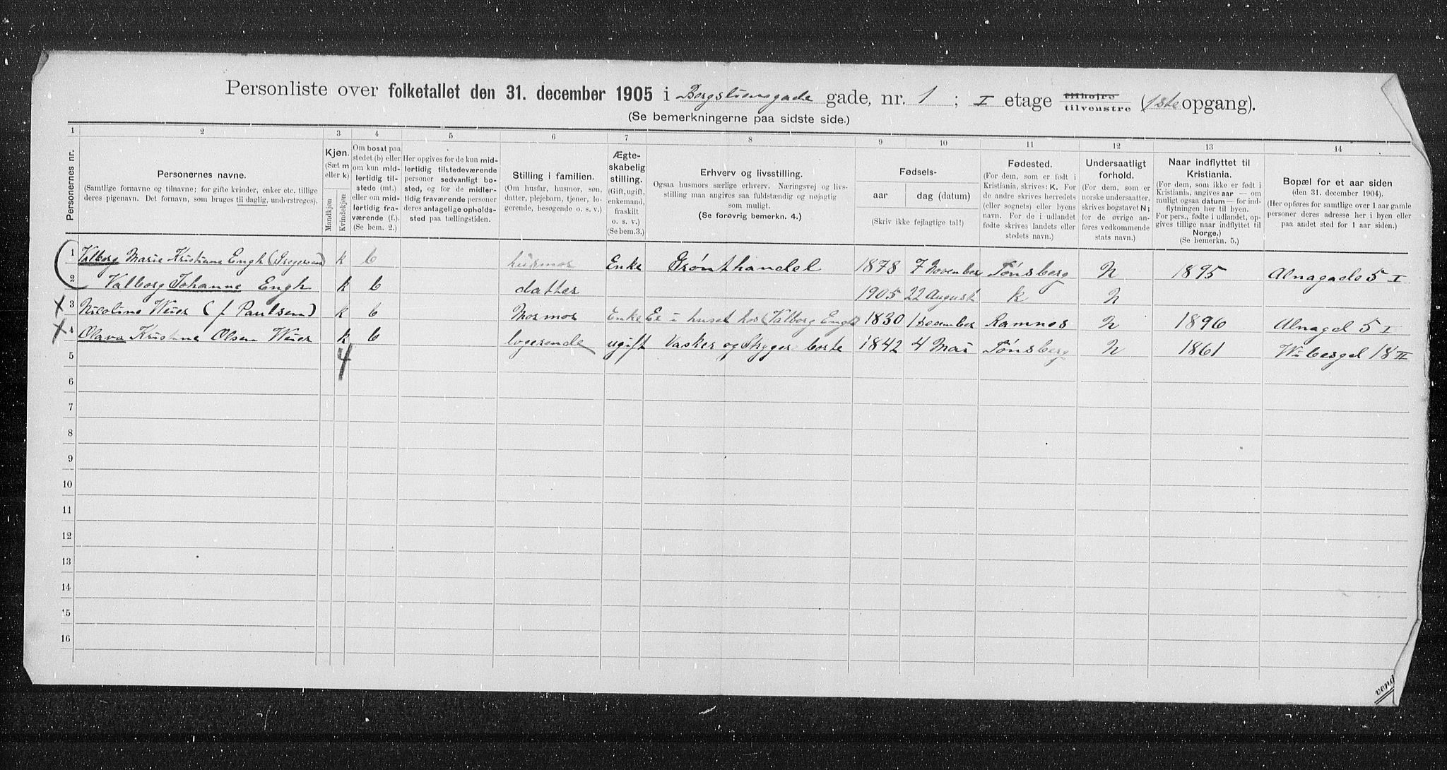 OBA, Kommunal folketelling 31.12.1905 for Kristiania kjøpstad, 1905, s. 2051
