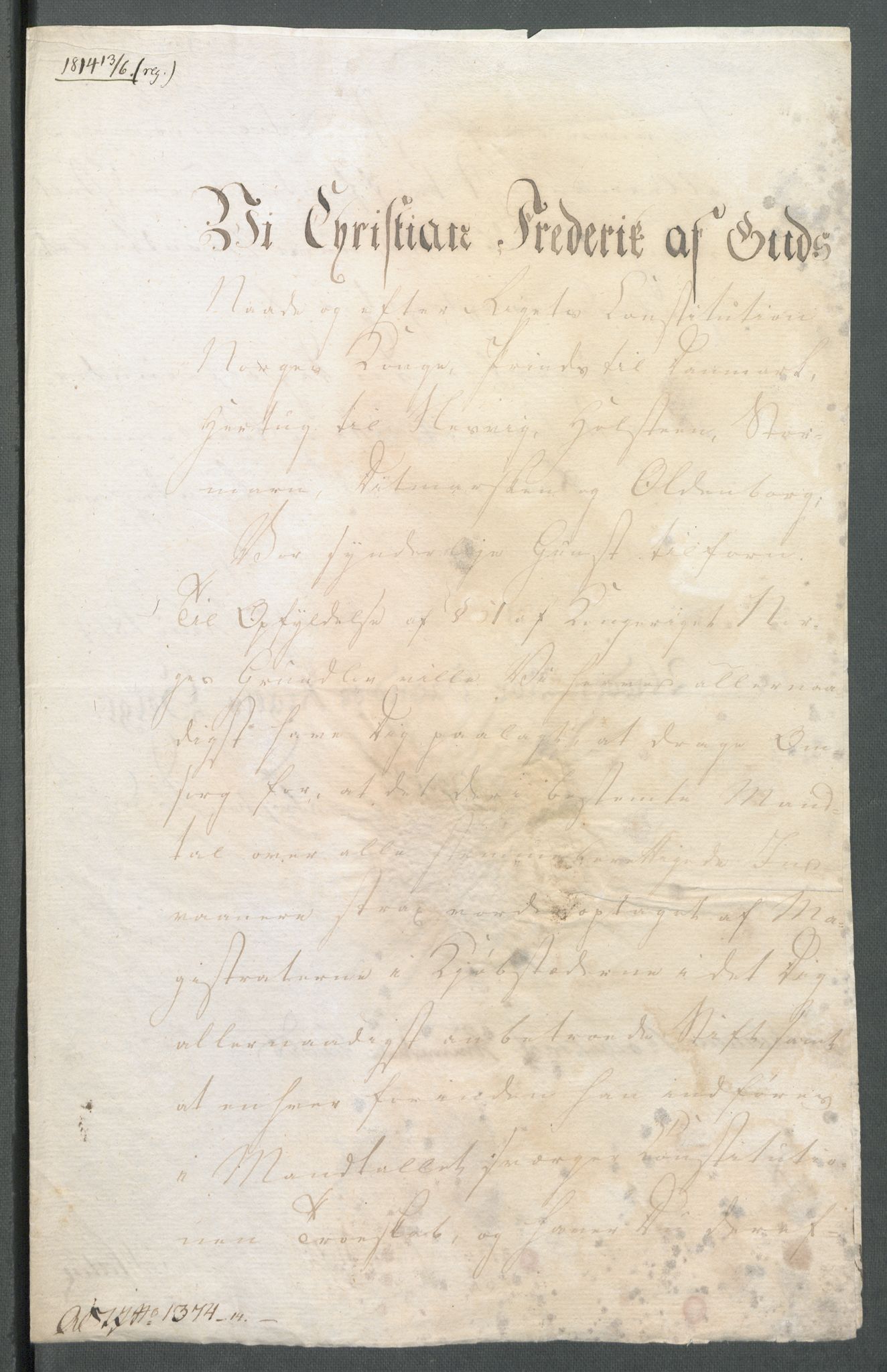 Forskjellige samlinger, Historisk-kronologisk samling, AV/RA-EA-4029/G/Ga/L0009A: Historisk-kronologisk samling. Dokumenter fra januar og ut september 1814. , 1814, s. 138