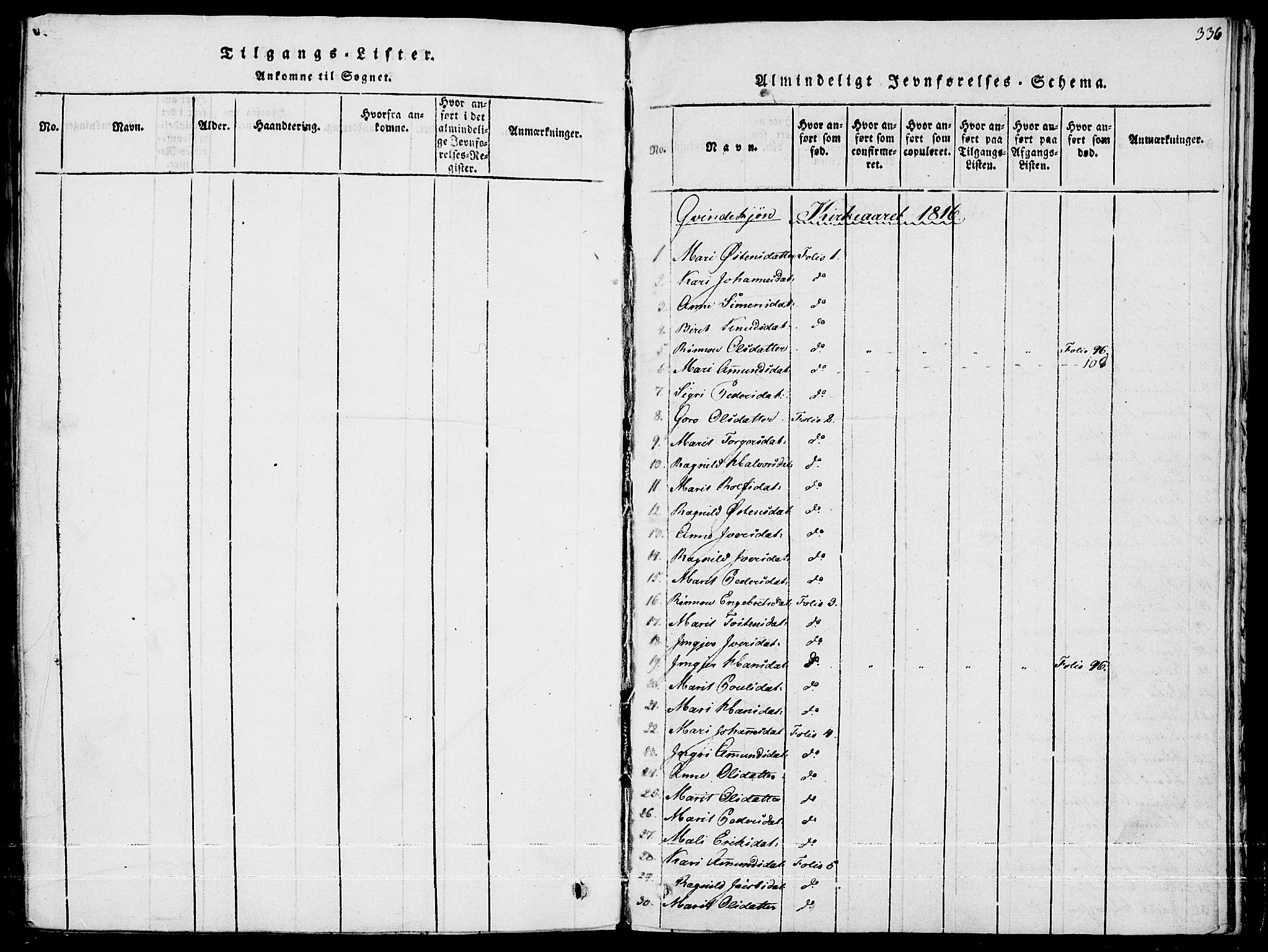 Fron prestekontor, SAH/PREST-078/H/Ha/Haa/L0002: Ministerialbok nr. 2, 1816-1827, s. 336