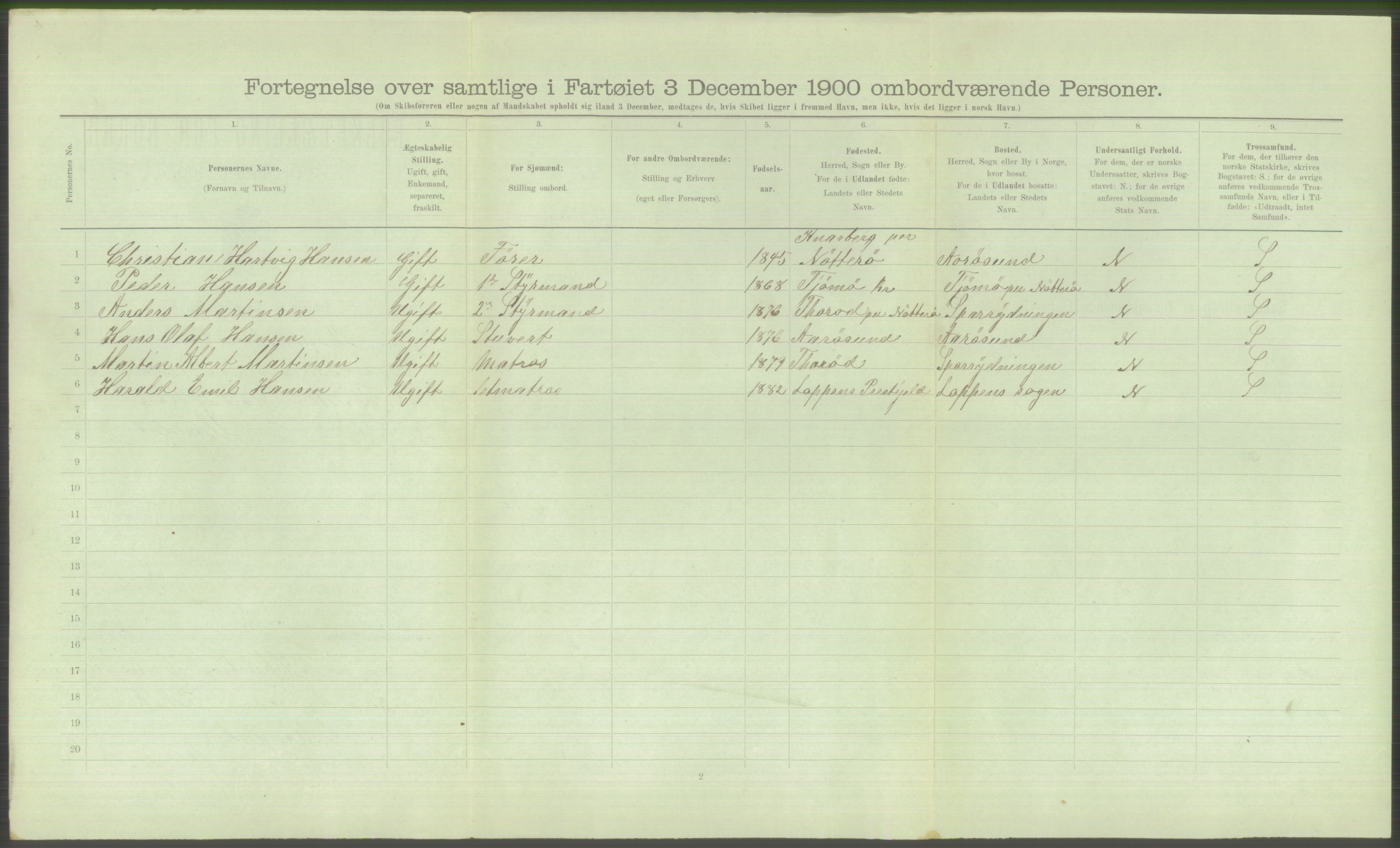 RA, Folketelling 1900 - skipslister med personlister for skip i norske havner, utenlandske havner og til havs, 1900, s. 790