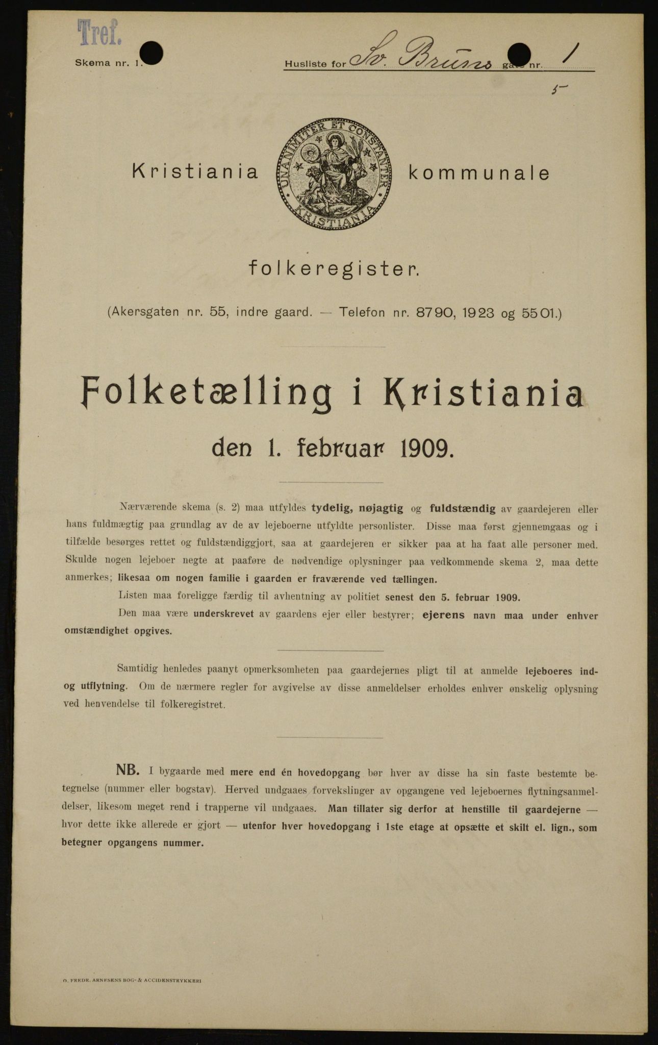 OBA, Kommunal folketelling 1.2.1909 for Kristiania kjøpstad, 1909, s. 94760