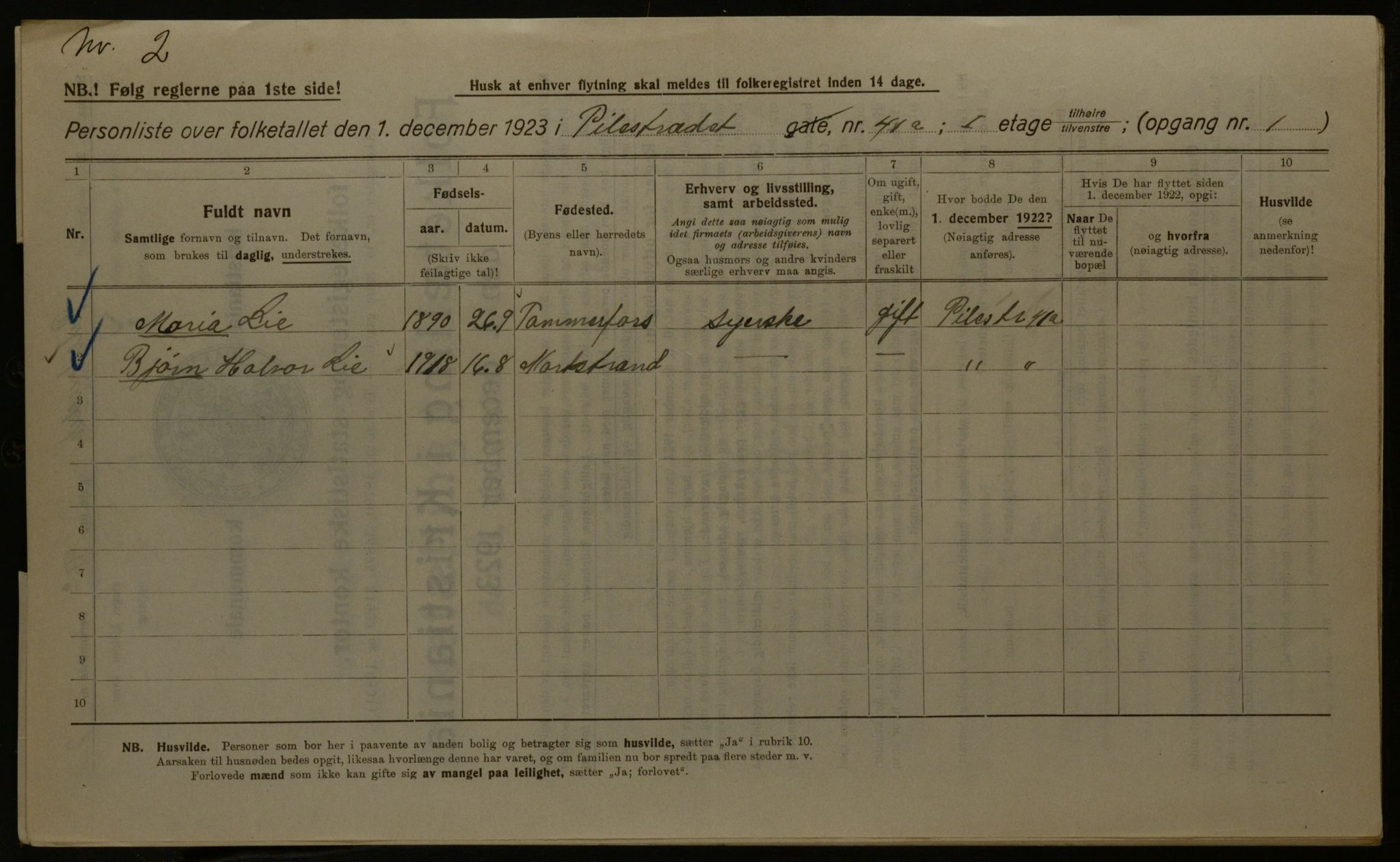 OBA, Kommunal folketelling 1.12.1923 for Kristiania, 1923, s. 87413