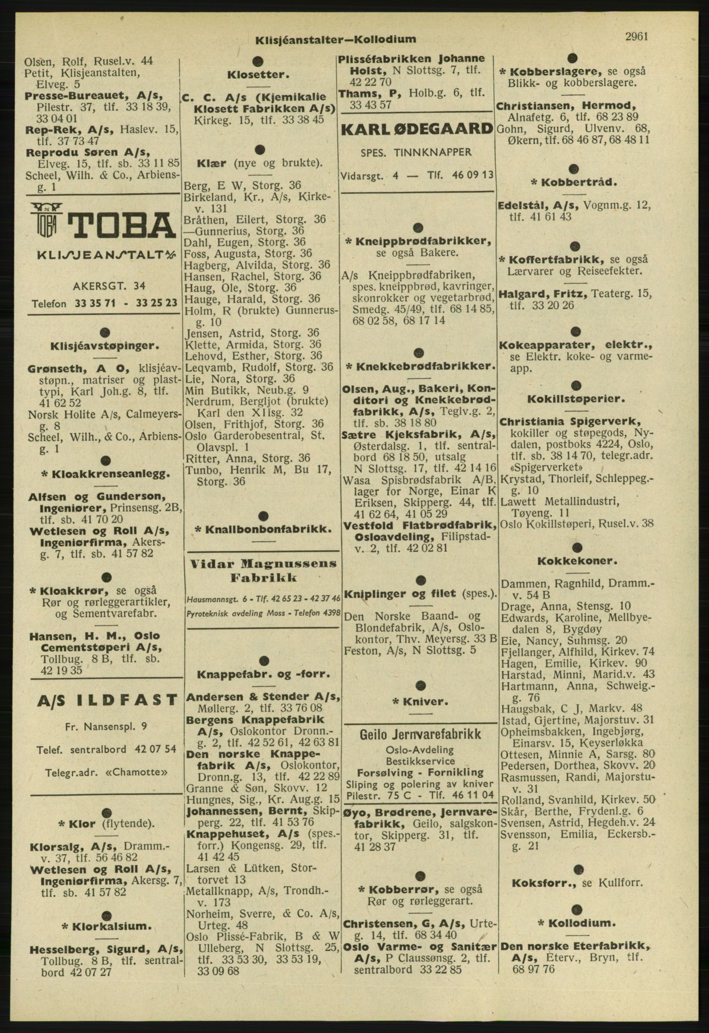 Kristiania/Oslo adressebok, PUBL/-, 1957-1958, s. 2961