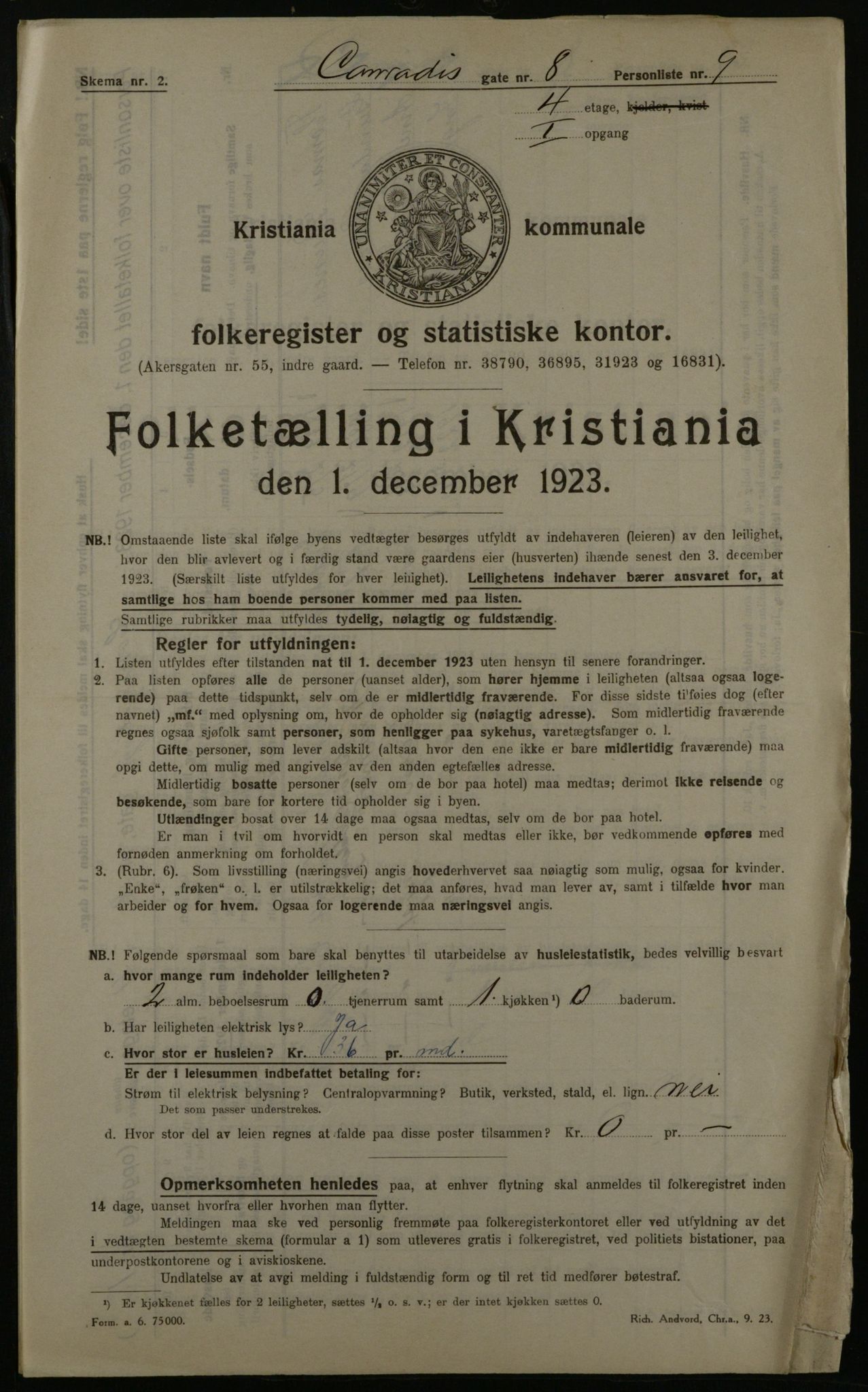 OBA, Kommunal folketelling 1.12.1923 for Kristiania, 1923, s. 15421