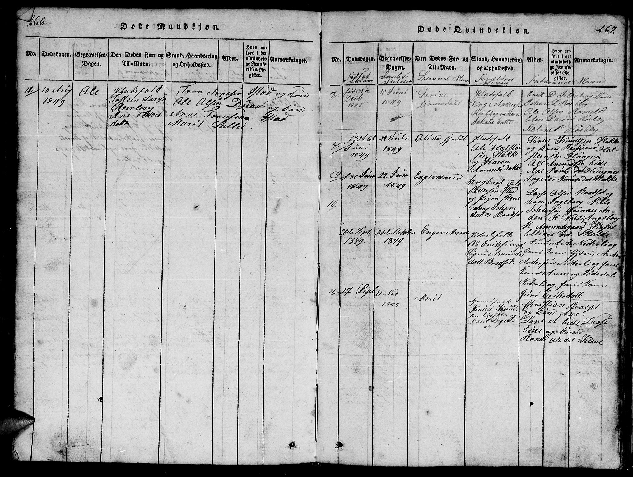 Ministerialprotokoller, klokkerbøker og fødselsregistre - Møre og Romsdal, SAT/A-1454/557/L0683: Klokkerbok nr. 557C01, 1818-1862, s. 266-267