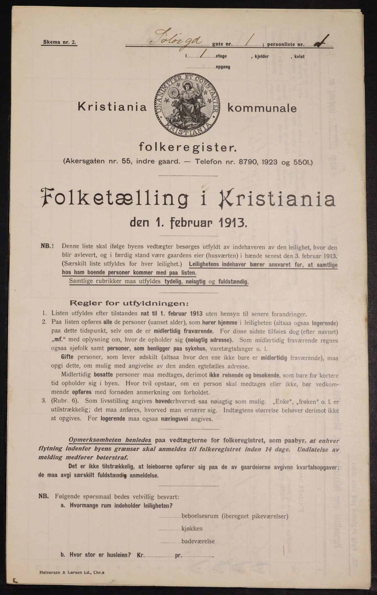 OBA, Kommunal folketelling 1.2.1913 for Kristiania, 1913, s. 99731