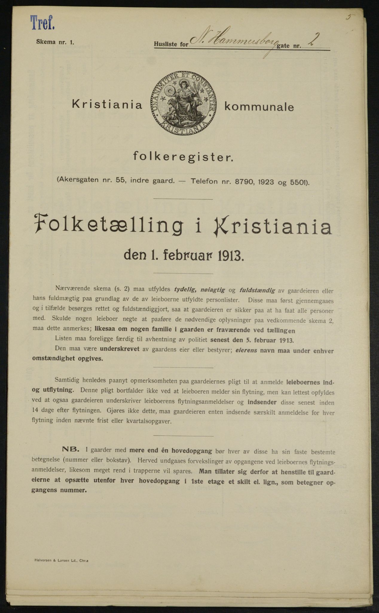 OBA, Kommunal folketelling 1.2.1913 for Kristiania, 1913, s. 69153