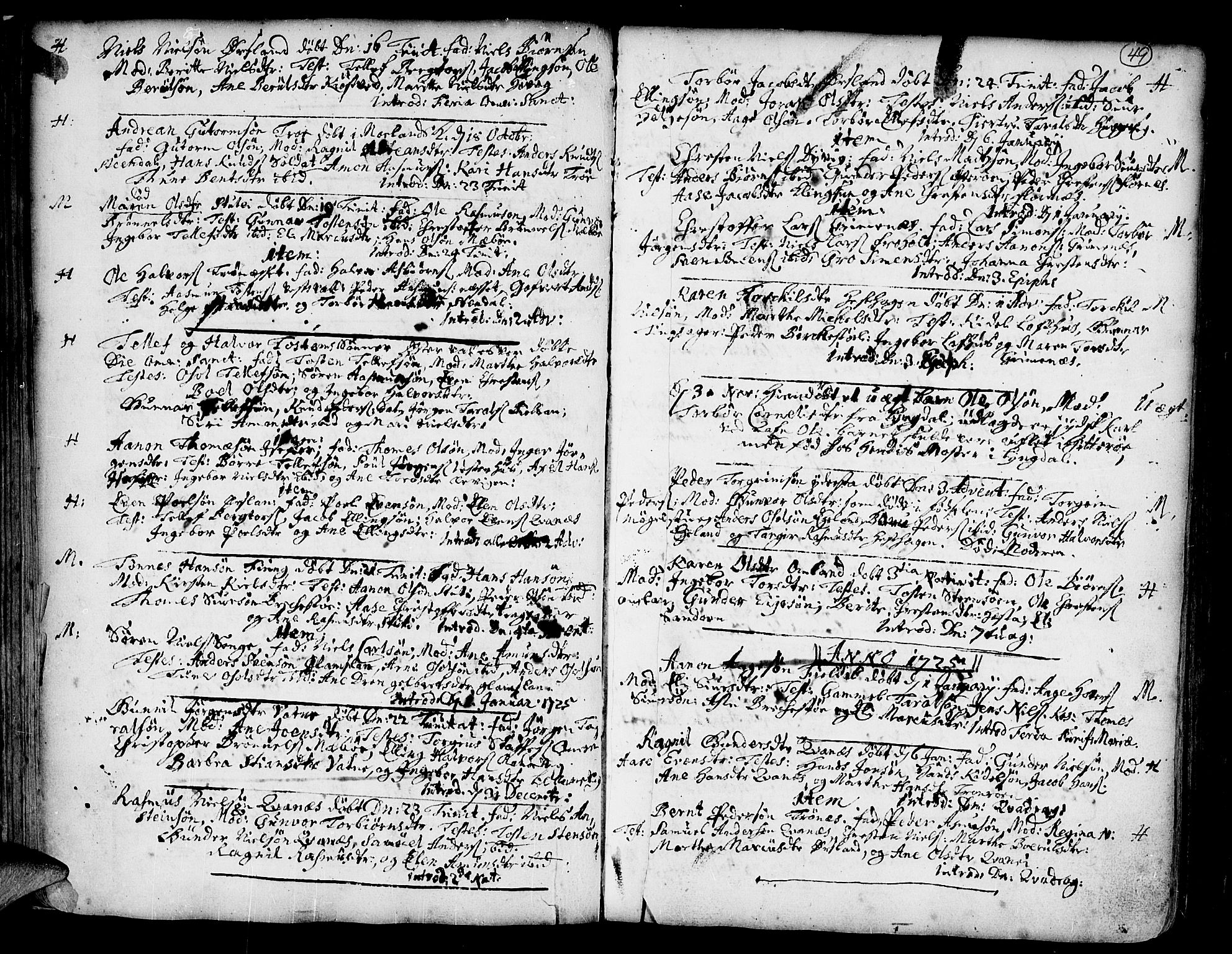 Vestre Moland sokneprestkontor, AV/SAK-1111-0046/F/Fa/Fab/L0001: Ministerialbok nr. A 1, 1687-1760, s. 49