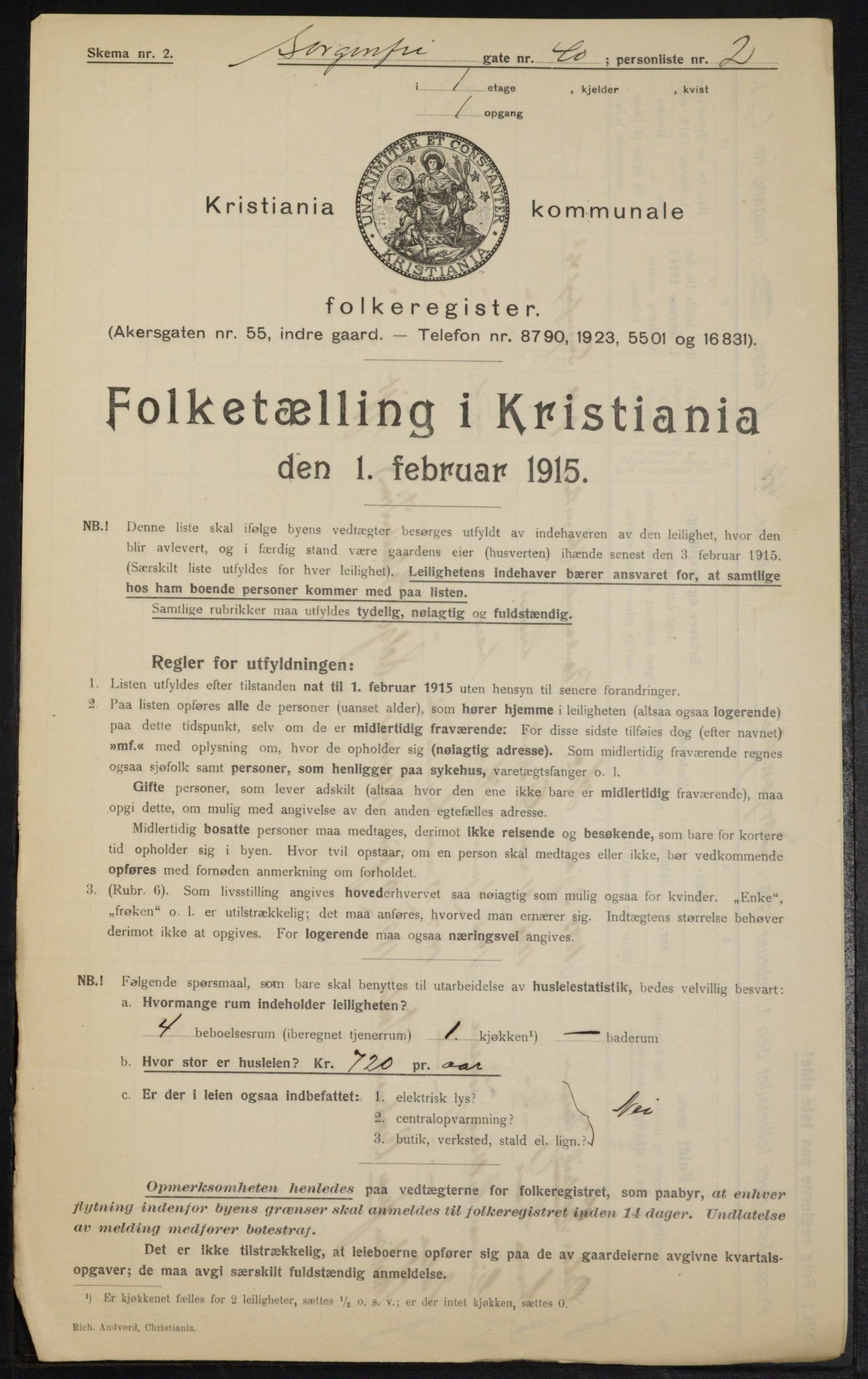 OBA, Kommunal folketelling 1.2.1915 for Kristiania, 1915, s. 100319