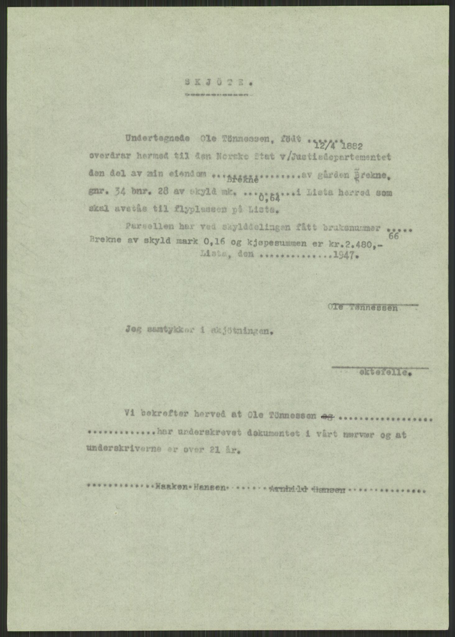 Forsvarsdepartementet, 10. kontor / Oppgjørskontoret, AV/RA-RAFA-1225/D/Db/L0182: Lista oppgjørskontor, 1942-1950, s. 103