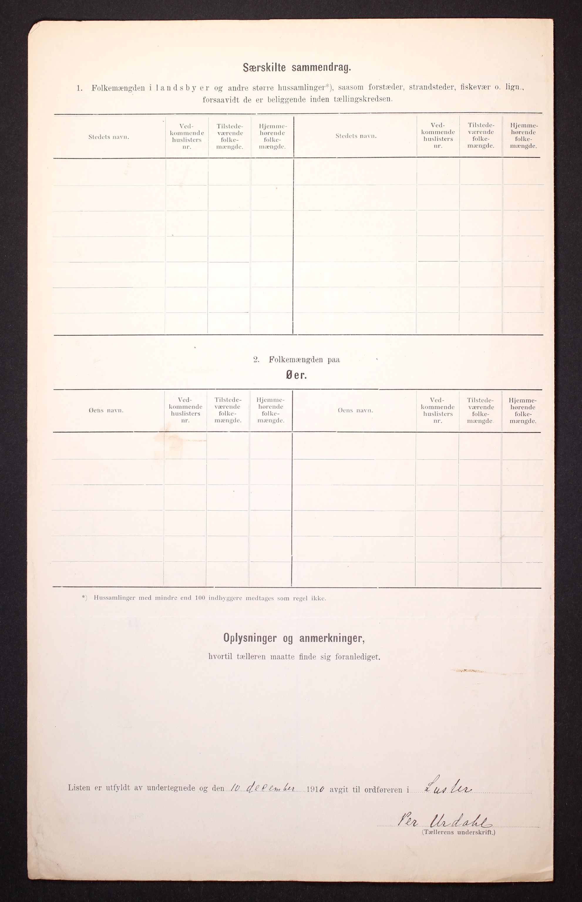 RA, Folketelling 1910 for 1426 Luster herred, 1910, s. 10