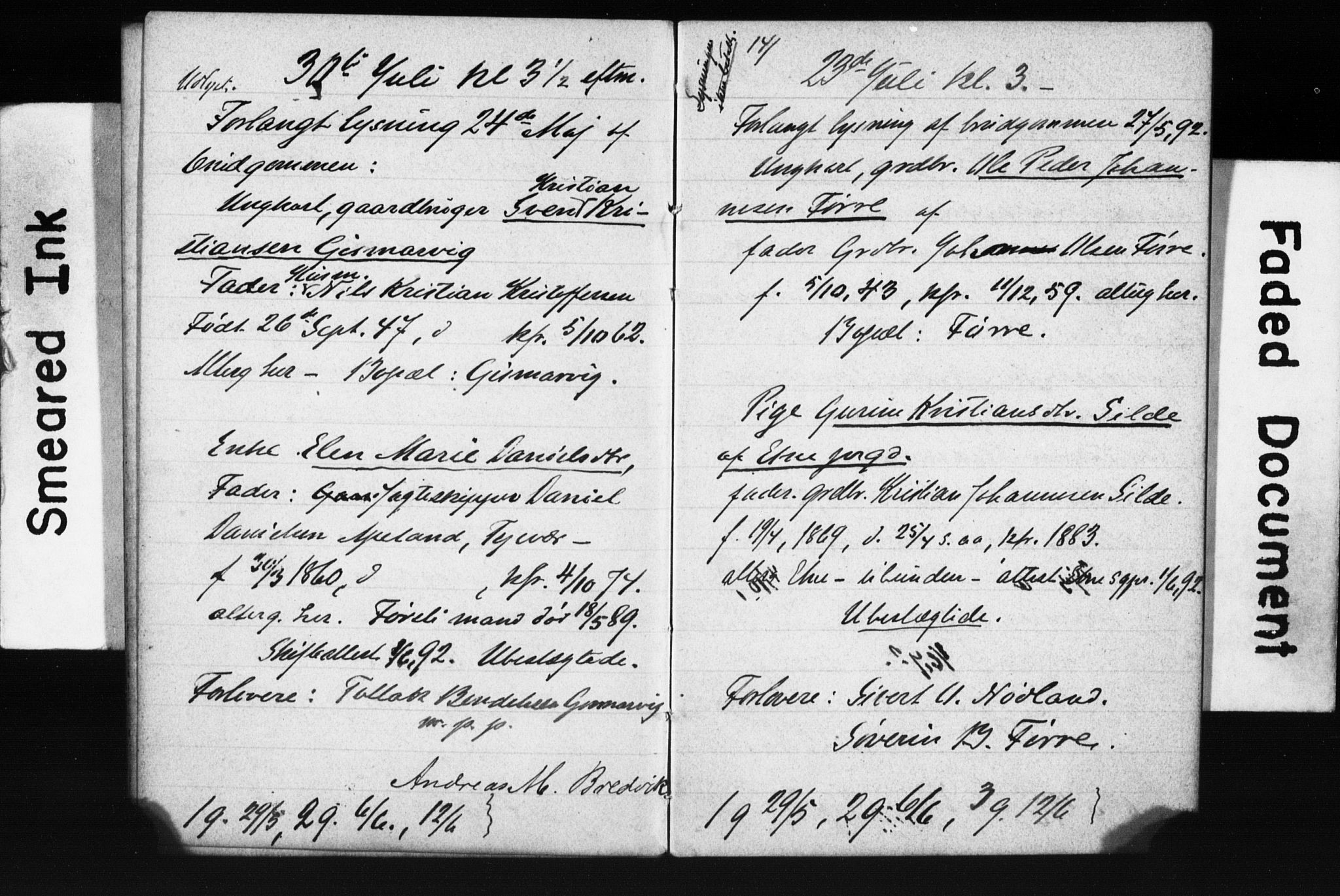 Avaldsnes sokneprestkontor, AV/SAST-A -101851/I/Ie/L0003: Lysningsprotokoll nr. IX 3B, 1891-1893