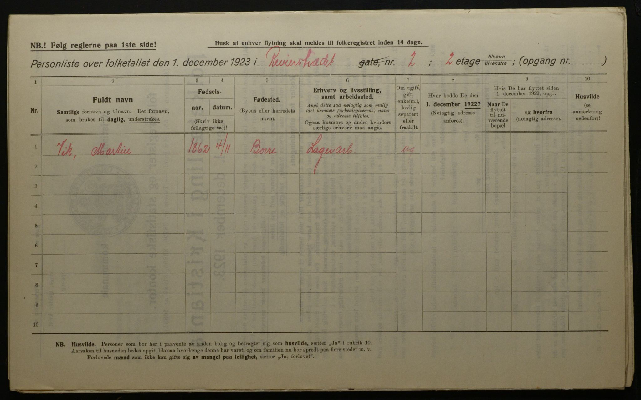 OBA, Kommunal folketelling 1.12.1923 for Kristiania, 1923, s. 91540