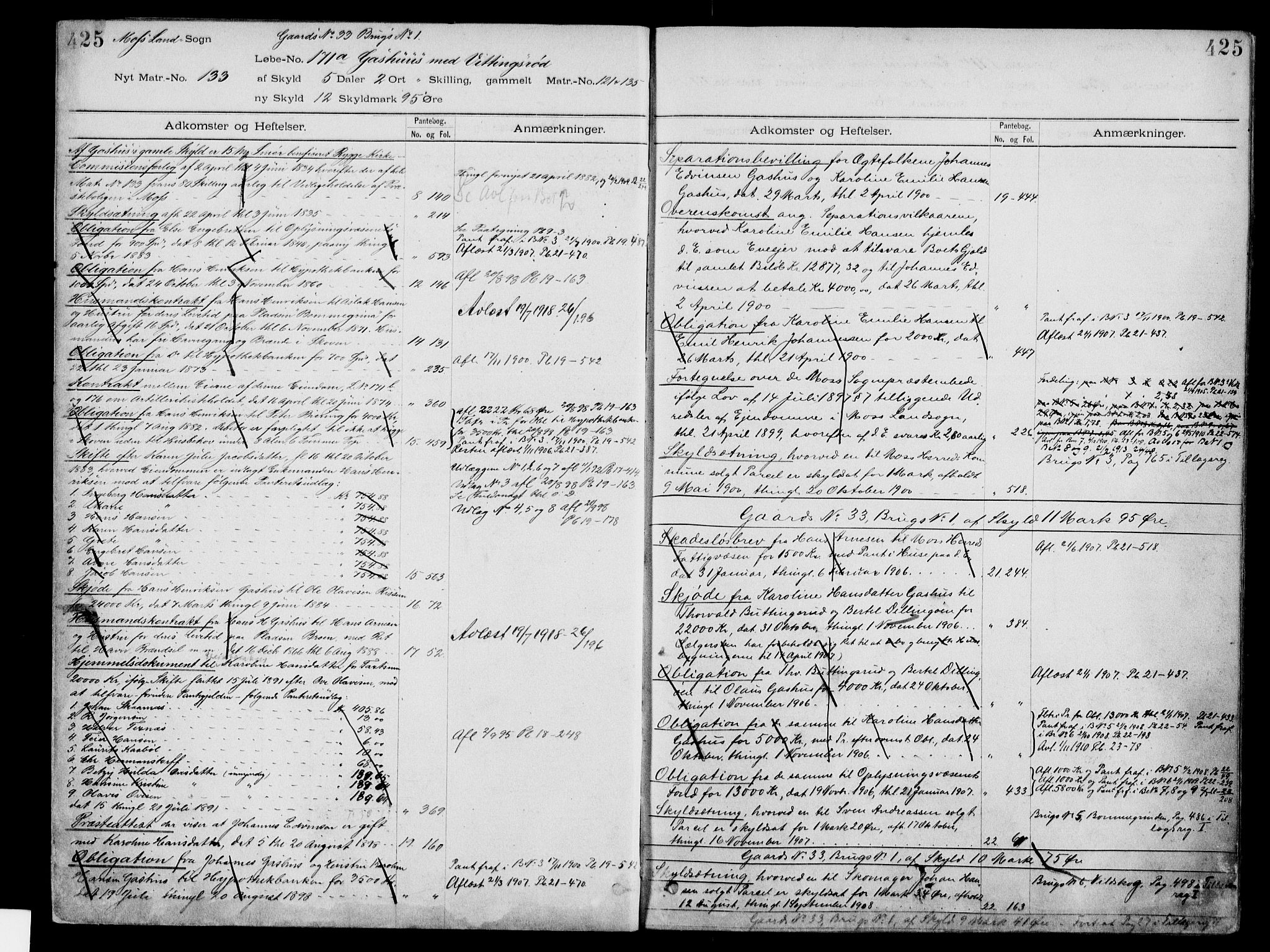 Moss sorenskriveri, SAO/A-10168: Panteregister nr. IV 3b, 1769-1926, s. 425