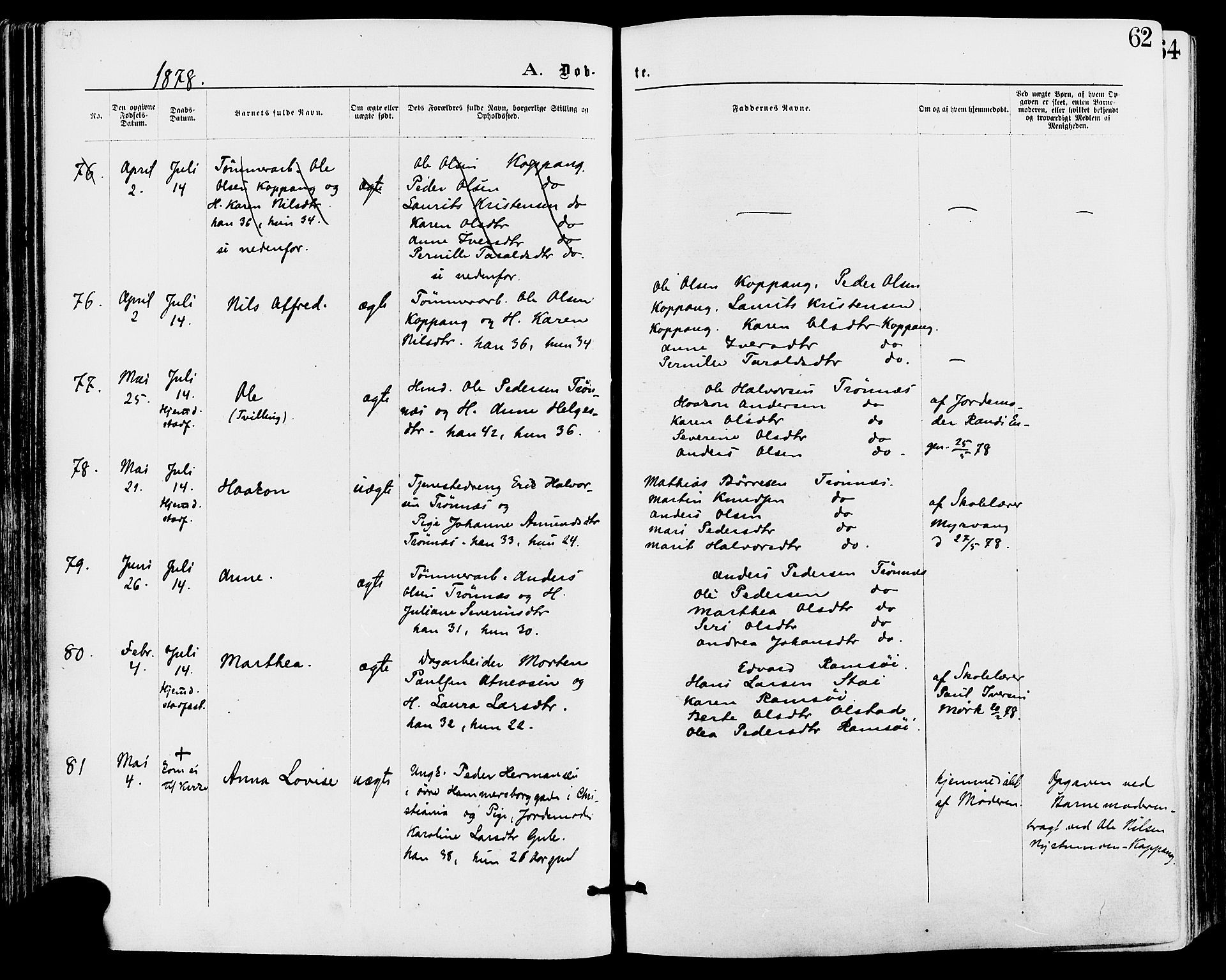 Stor-Elvdal prestekontor, AV/SAH-PREST-052/H/Ha/Haa/L0001: Ministerialbok nr. 1, 1871-1882, s. 62