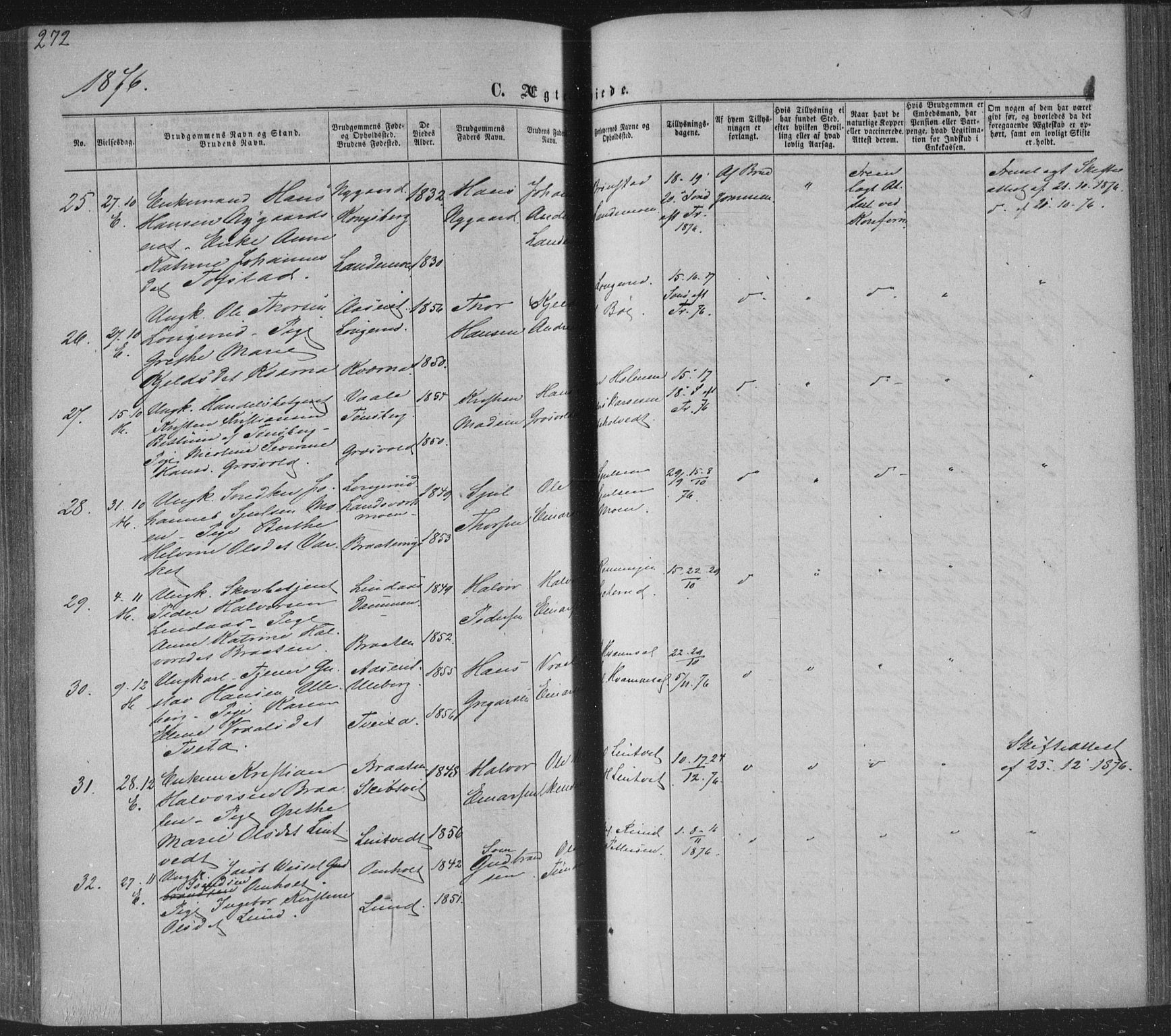Sandsvær kirkebøker, AV/SAKO-A-244/F/Fa/L0007: Ministerialbok nr. I 7, 1869-1877, s. 272