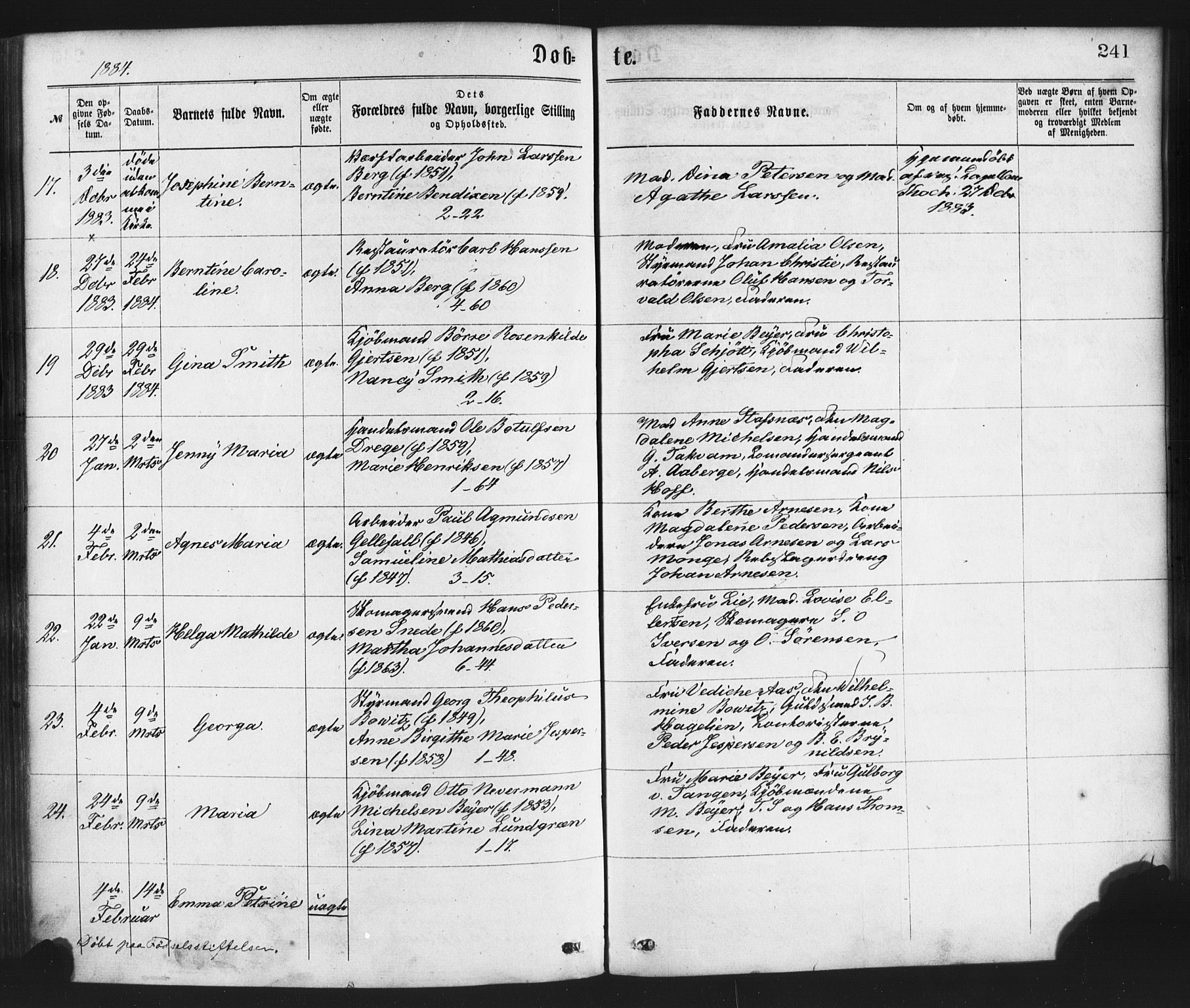 Nykirken Sokneprestembete, AV/SAB-A-77101/H/Haa/L0017: Ministerialbok nr. B 4, 1870-1884, s. 241