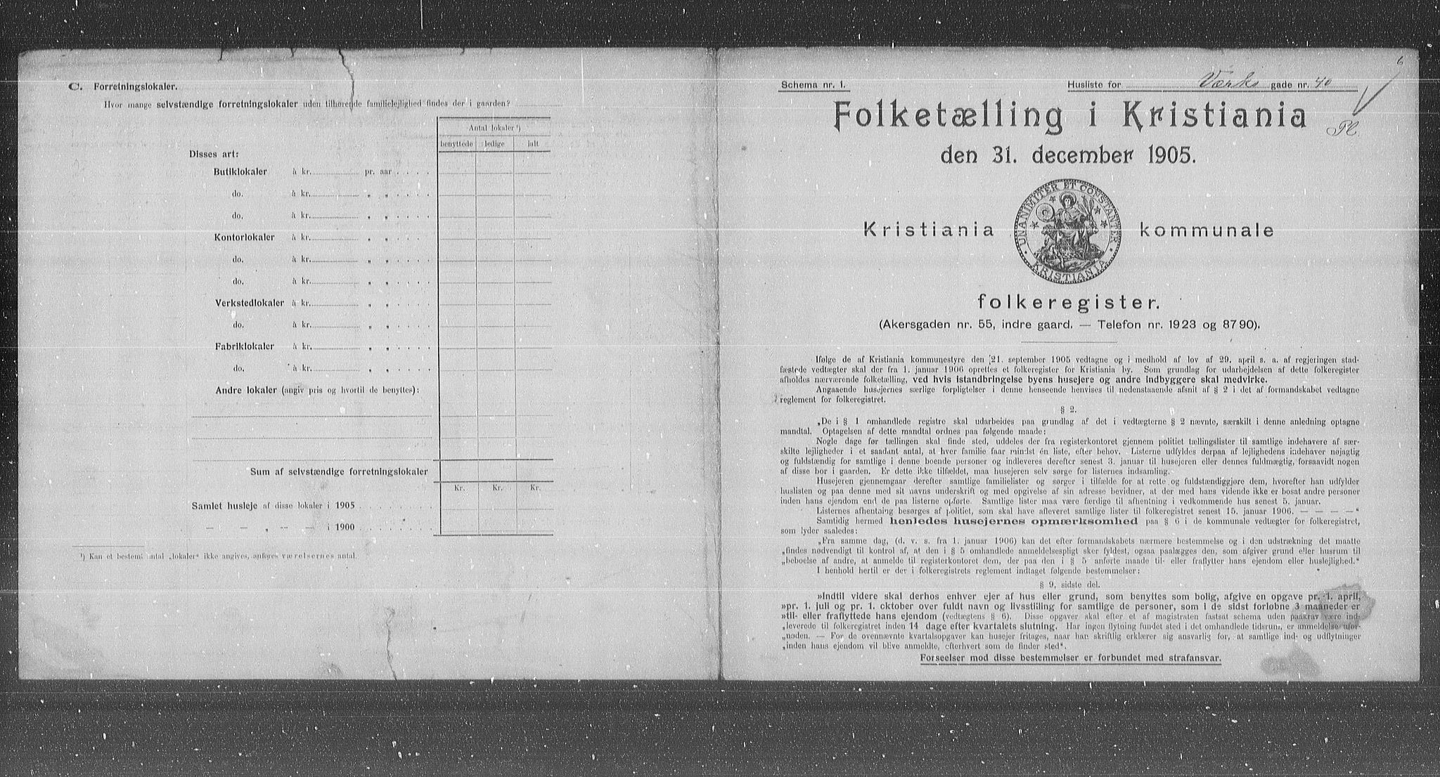 OBA, Kommunal folketelling 31.12.1905 for Kristiania kjøpstad, 1905, s. 65161