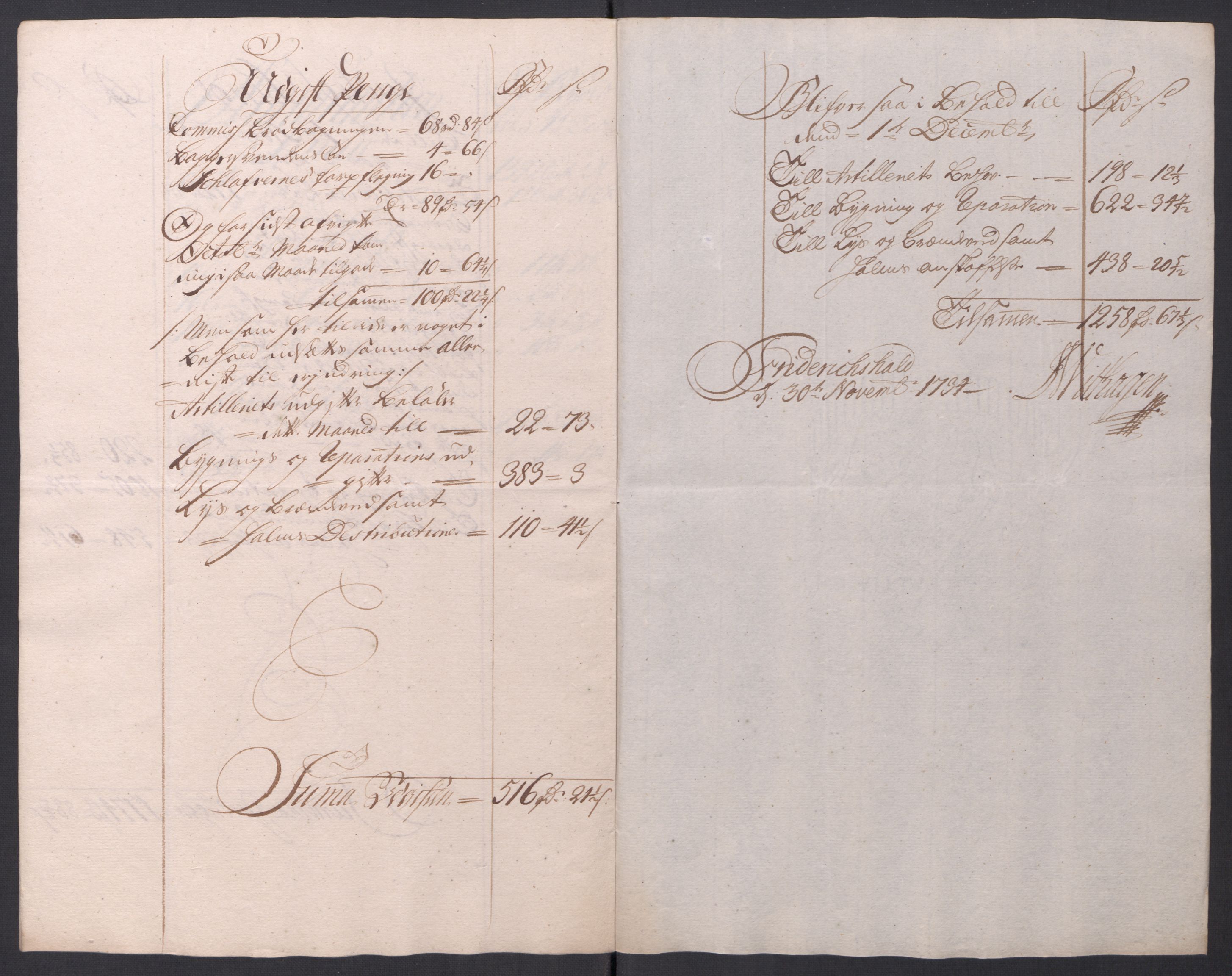 Kommanderende general (KG I) med Det norske krigsdirektorium, AV/RA-EA-5419/D/L0154: Fredriksten festning: Brev, inventarfortegnelser og regnskapsekstrakter, 1730-1739, s. 264