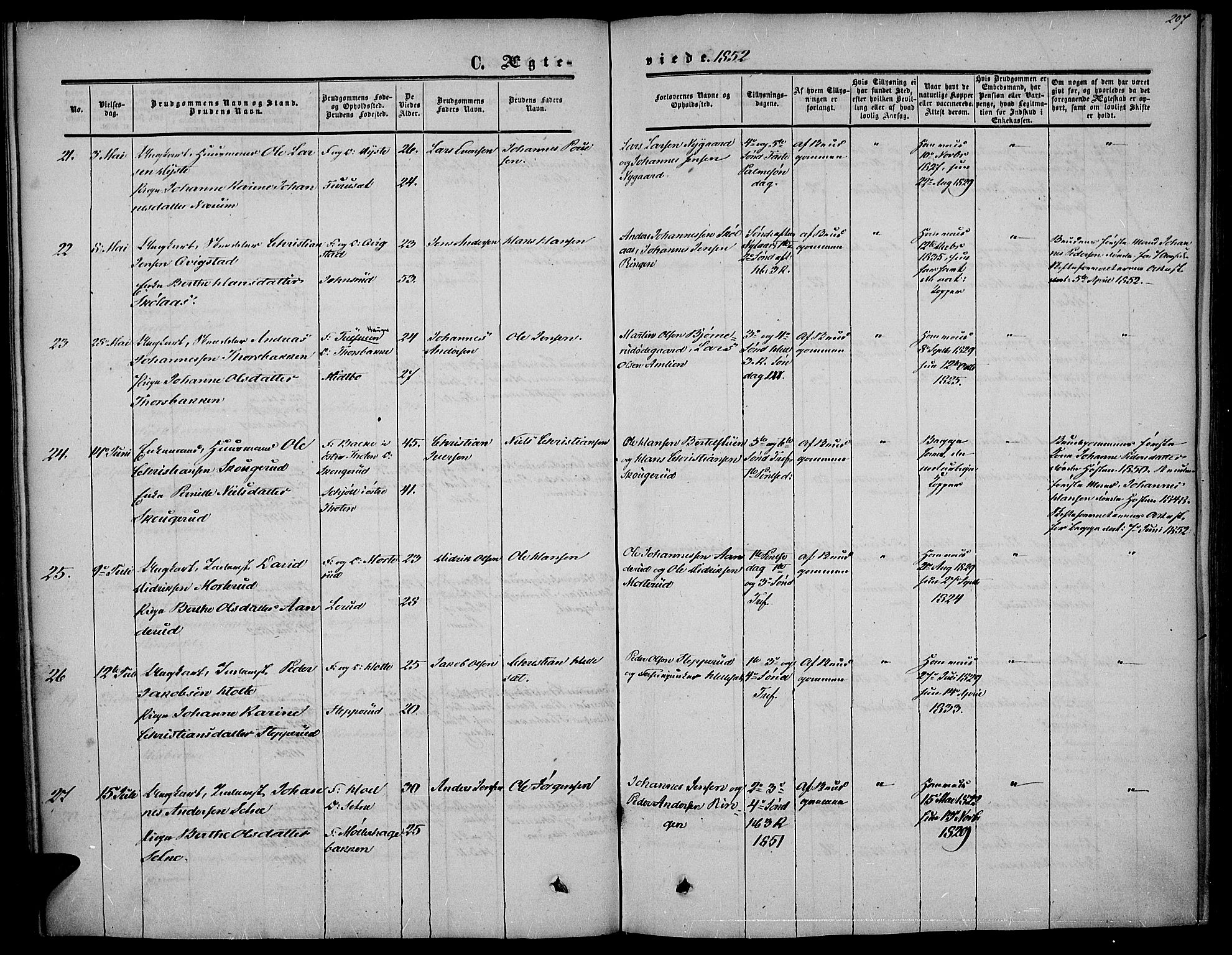 Vestre Toten prestekontor, AV/SAH-PREST-108/H/Ha/Haa/L0005: Ministerialbok nr. 5, 1850-1855, s. 207