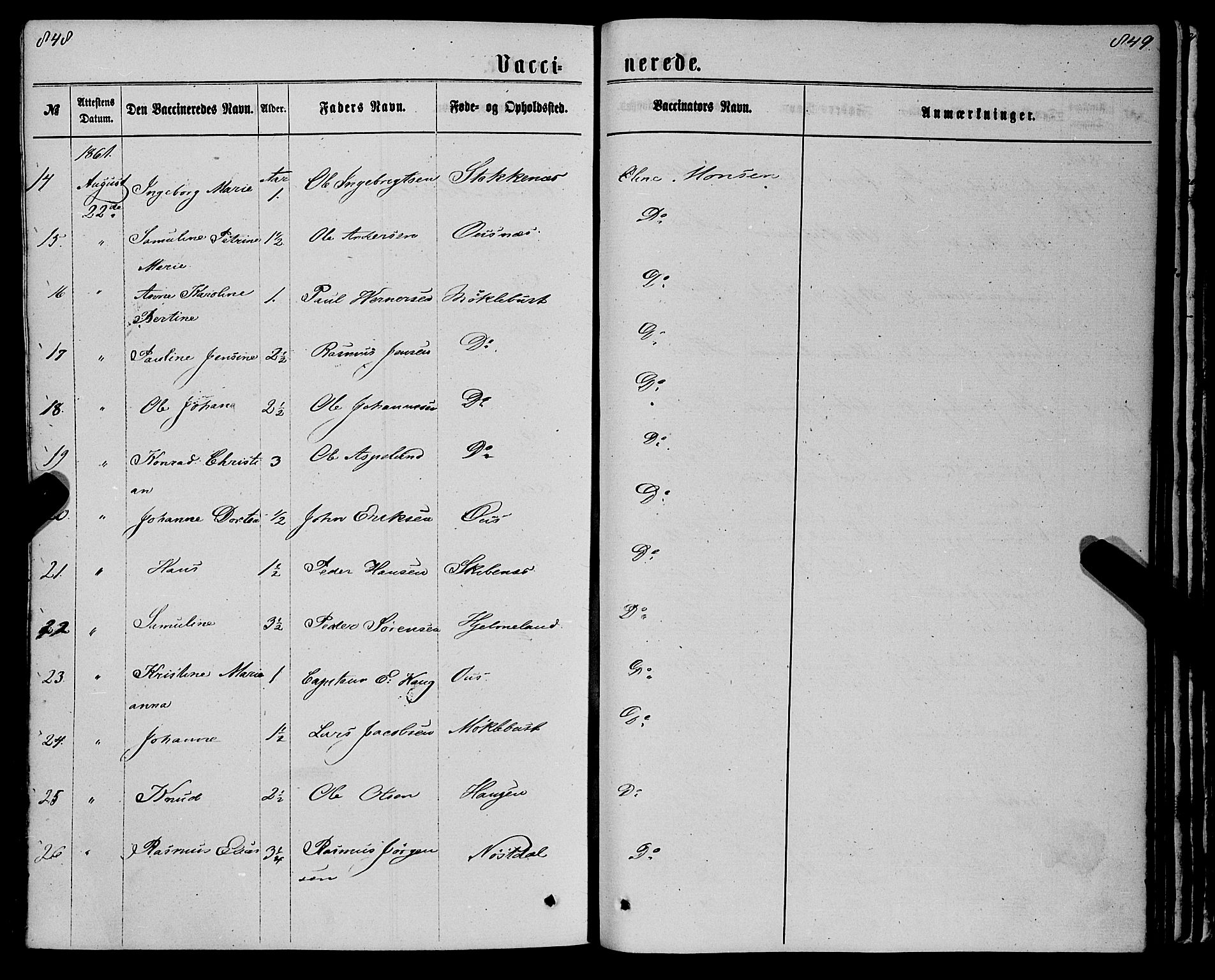 Eid sokneprestembete, AV/SAB-A-82301/H/Haa/Haaa/L0009: Ministerialbok nr. A 9, 1861-1868, s. 848-849