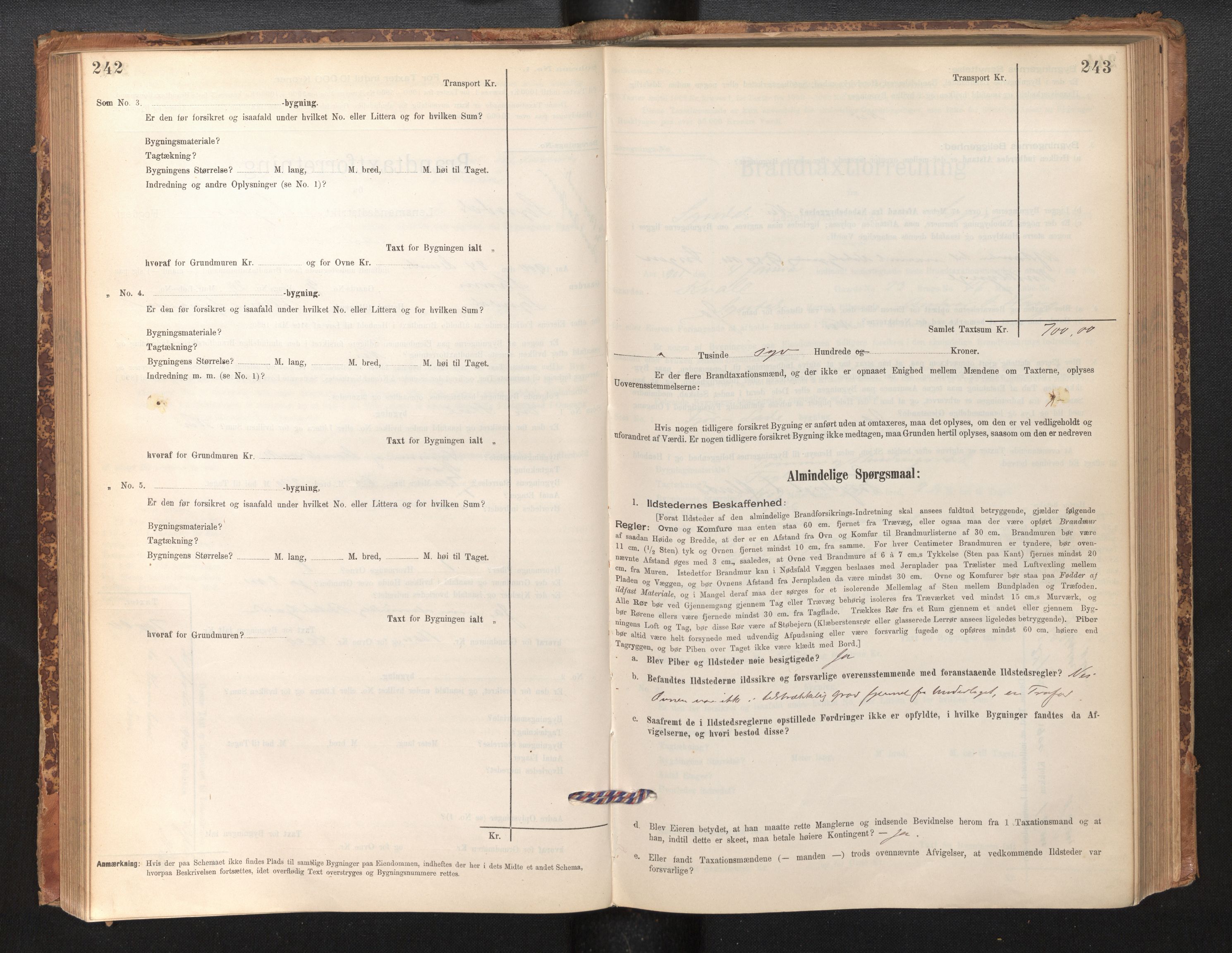 Lensmannen i Sogndal, SAB/A-29901/0012/L0008: Branntakstprotokoll, skjematakst, 1895-1906, s. 242-243