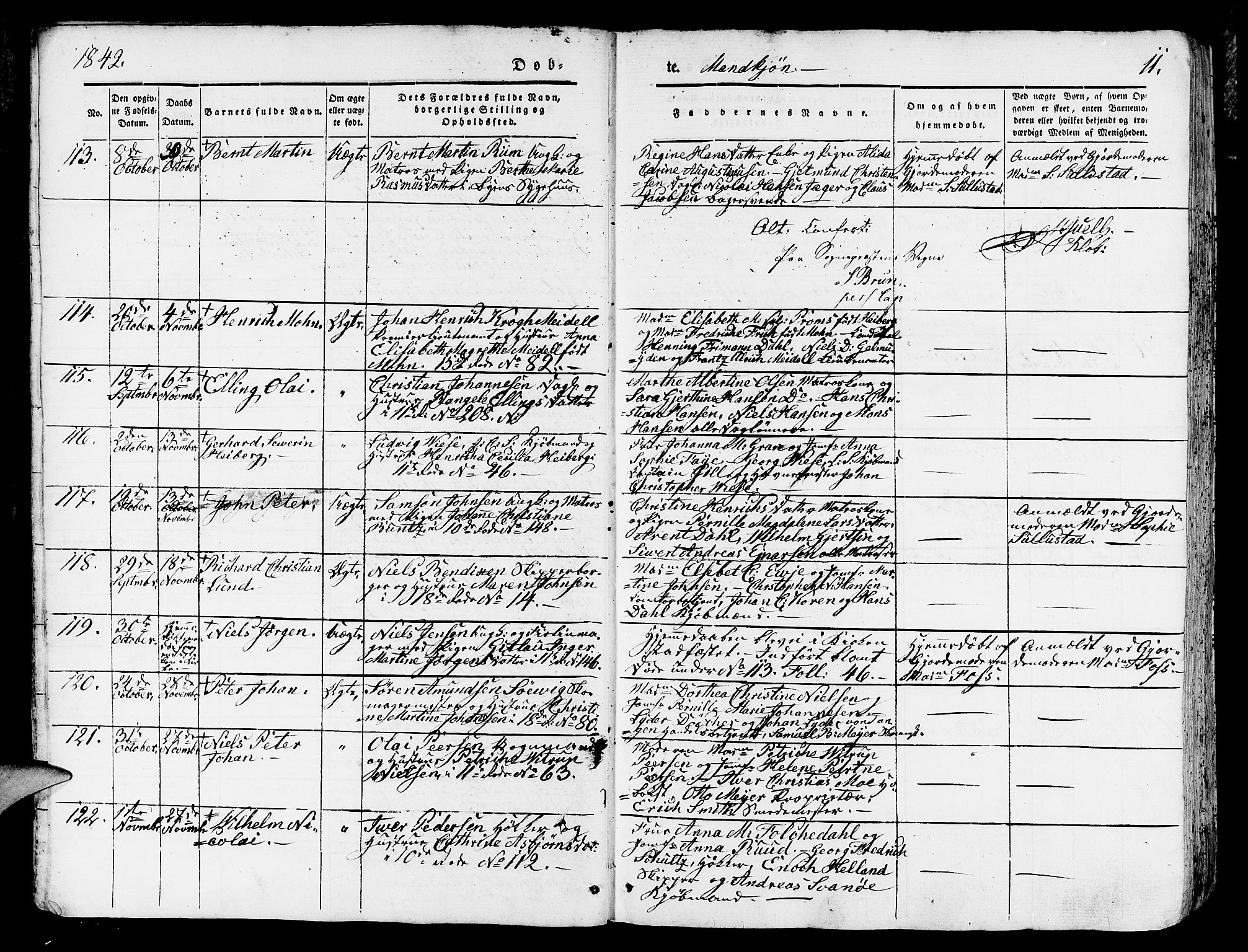 Domkirken sokneprestembete, AV/SAB-A-74801/H/Hab/L0009: Klokkerbok nr. B 2, 1842-1849, s. 11