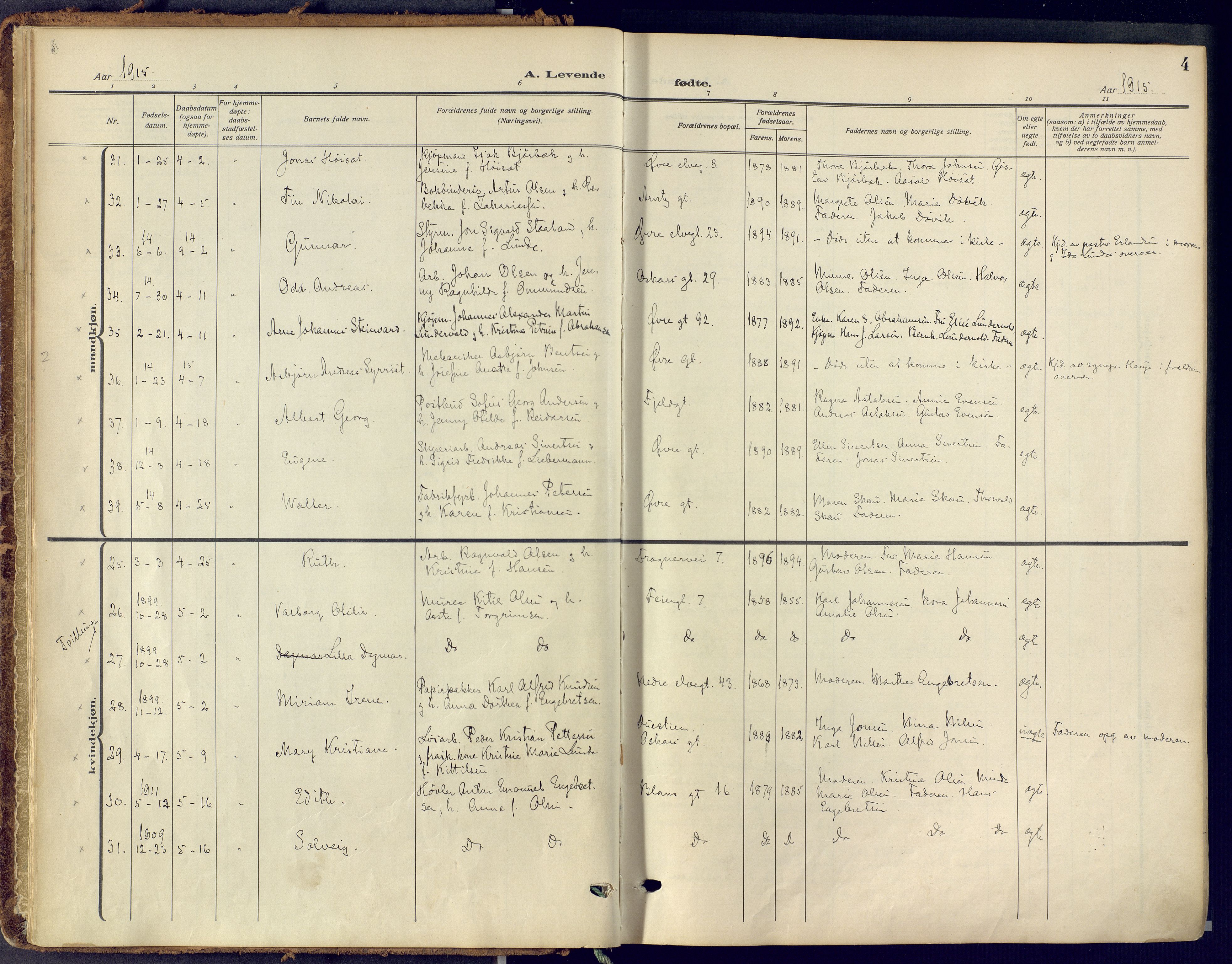Skien kirkebøker, AV/SAKO-A-302/F/Fa/L0013: Ministerialbok nr. 13, 1915-1921, s. 4