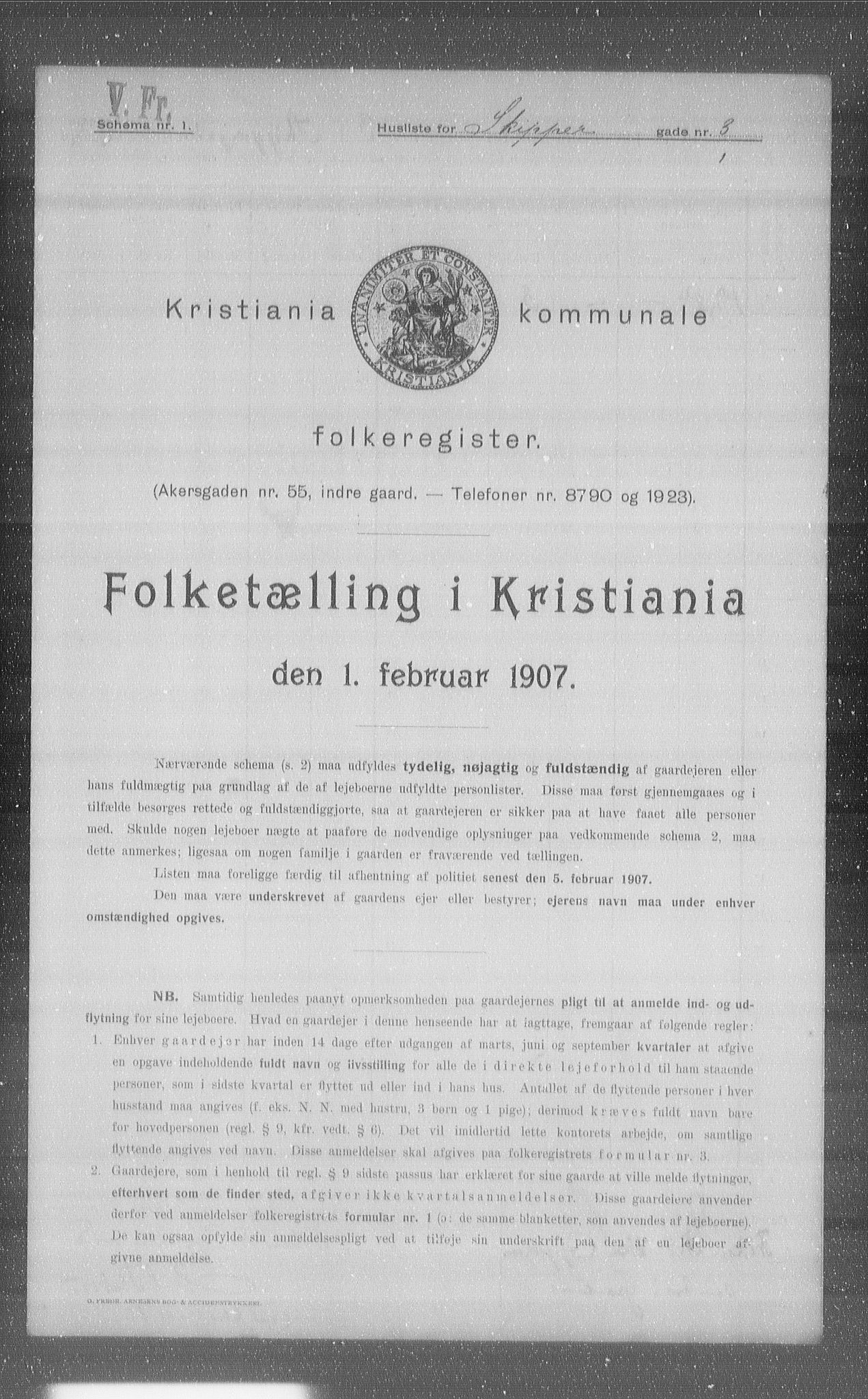 OBA, Kommunal folketelling 1.2.1907 for Kristiania kjøpstad, 1907, s. 48730