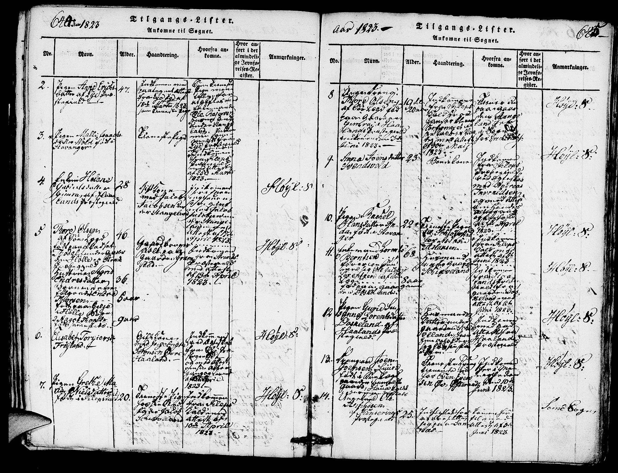 Høyland sokneprestkontor, AV/SAST-A-101799/001/30BA/L0006: Ministerialbok nr. A 6, 1815-1825, s. 644-645