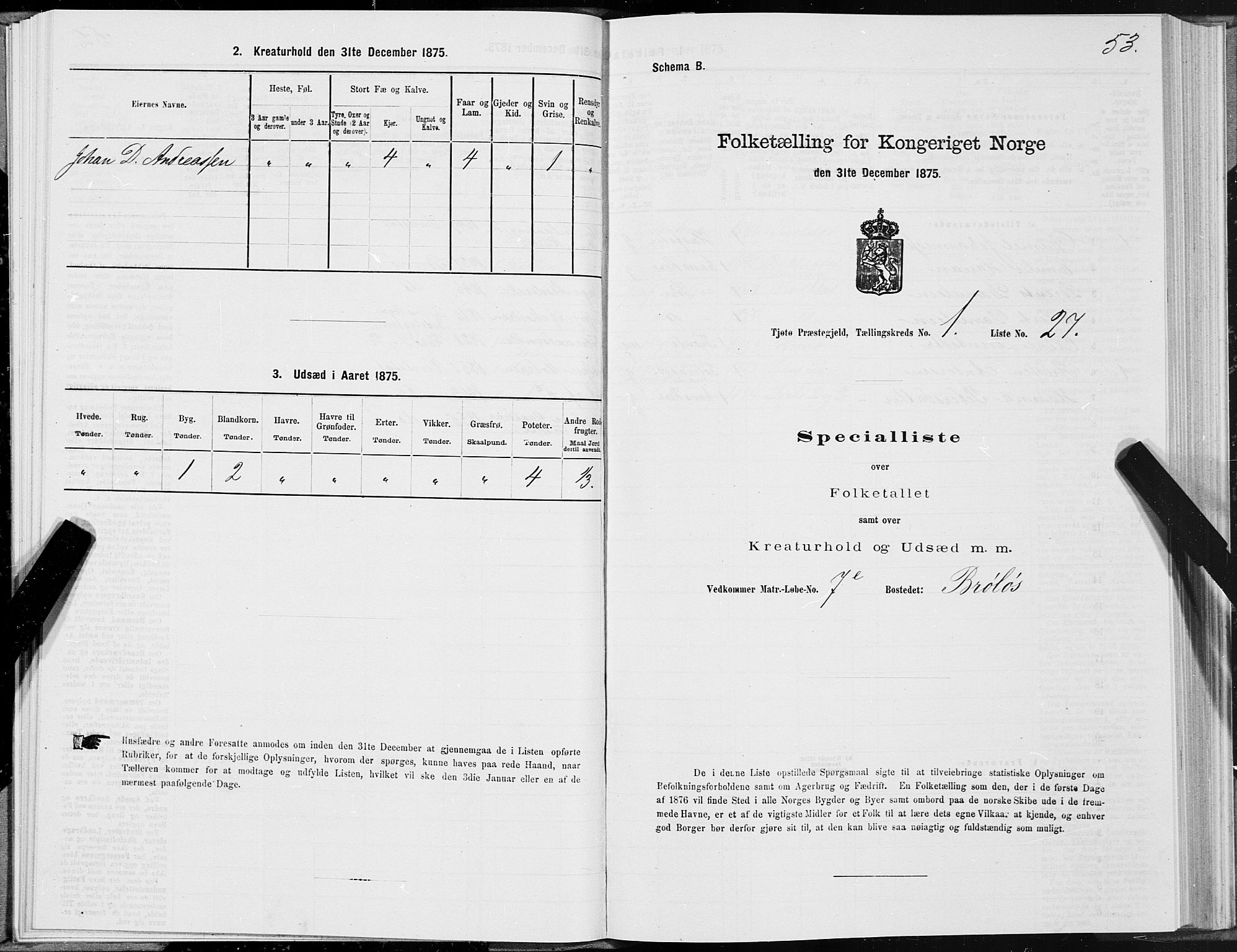 SAT, Folketelling 1875 for 1817P Tjøtta prestegjeld, 1875, s. 1053