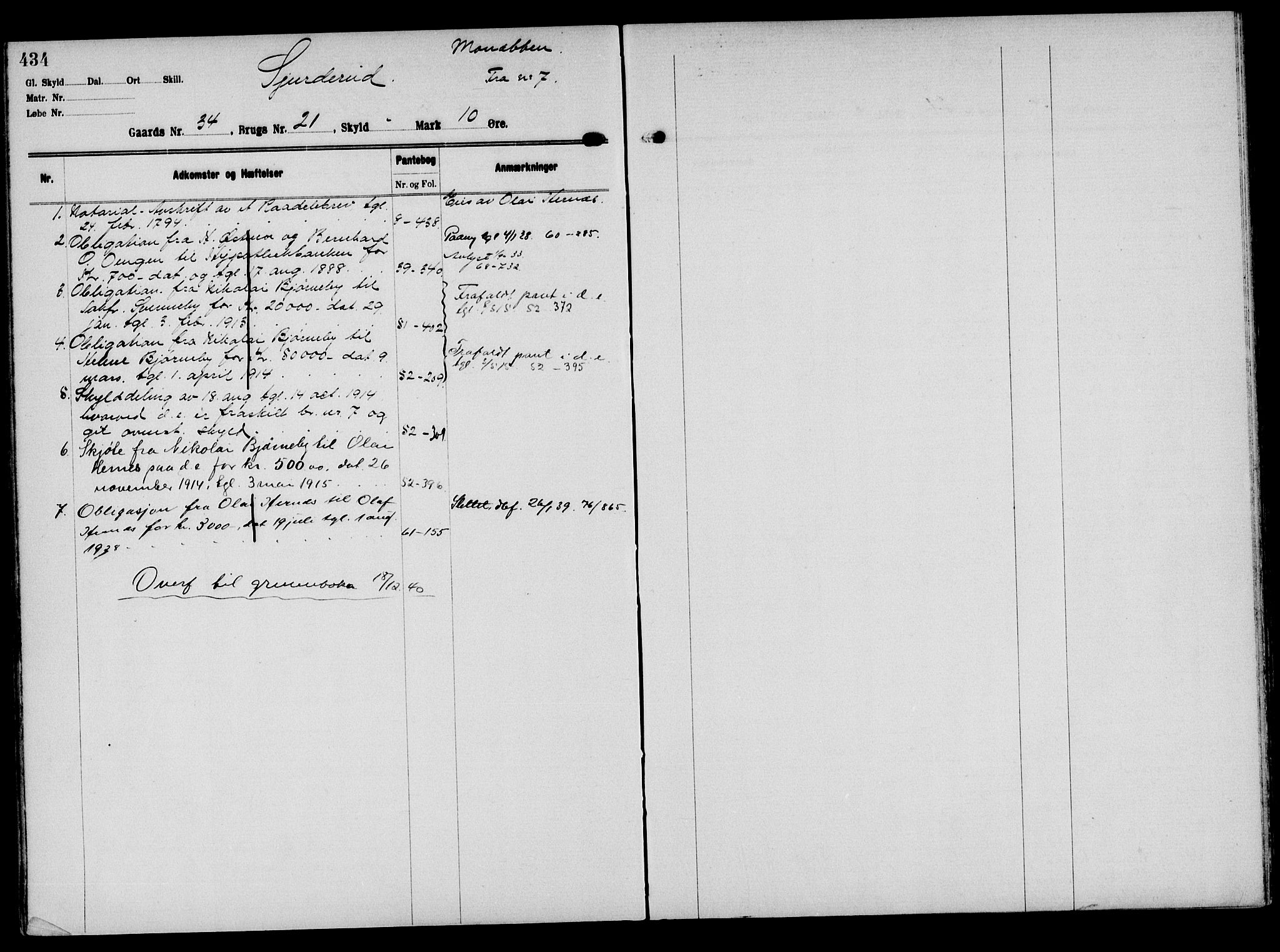 Solør tingrett, AV/SAH-TING-008/H/Ha/Hak/L0002: Panteregister nr. II, 1900-1935, s. 434