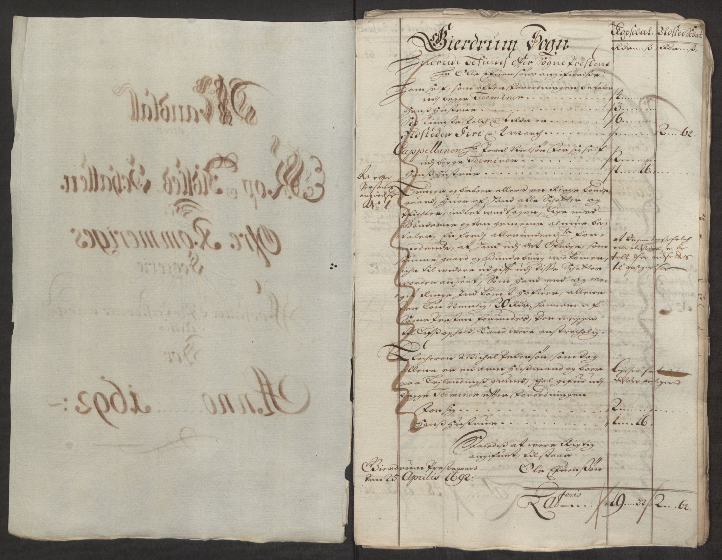 Rentekammeret inntil 1814, Reviderte regnskaper, Fogderegnskap, AV/RA-EA-4092/R12/L0704: Fogderegnskap Øvre Romerike, 1692, s. 252
