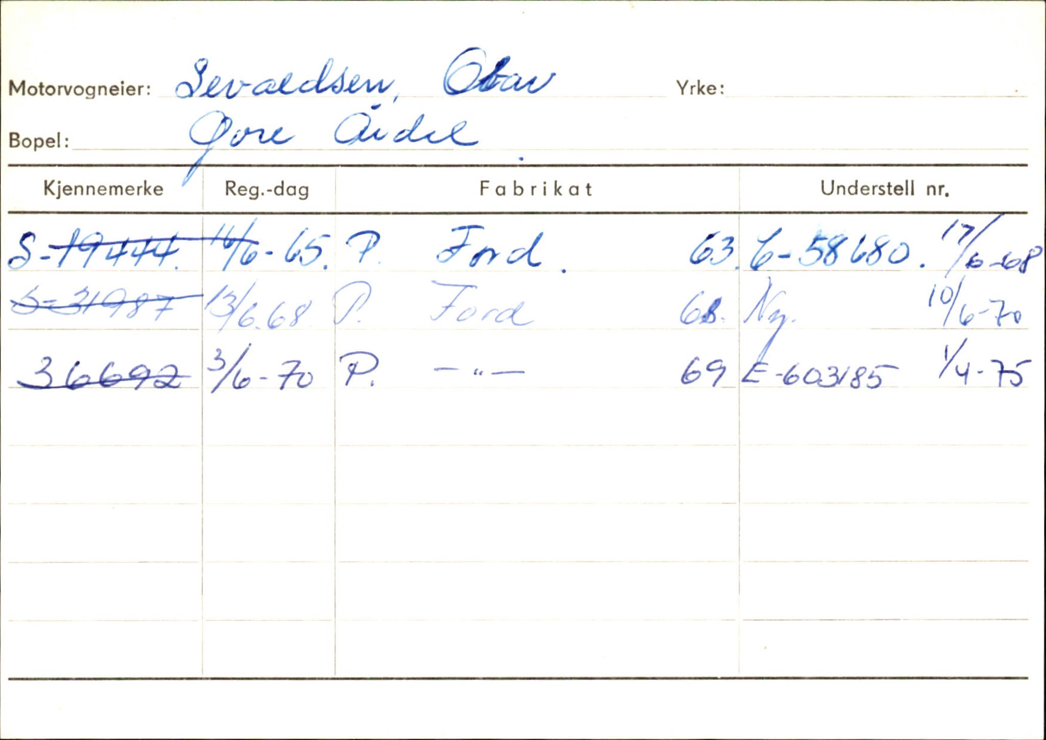 Statens vegvesen, Sogn og Fjordane vegkontor, SAB/A-5301/4/F/L0146: Registerkort Årdal R-Å samt diverse kort, 1945-1975, s. 288