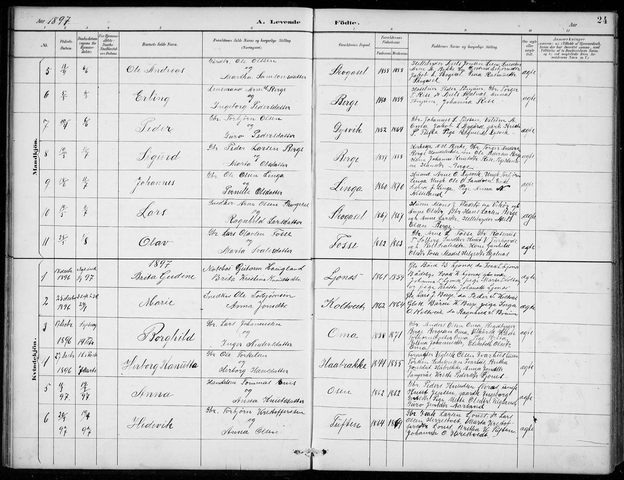 Strandebarm sokneprestembete, AV/SAB-A-78401/H/Hab: Klokkerbok nr. B  1, 1891-1914, s. 24