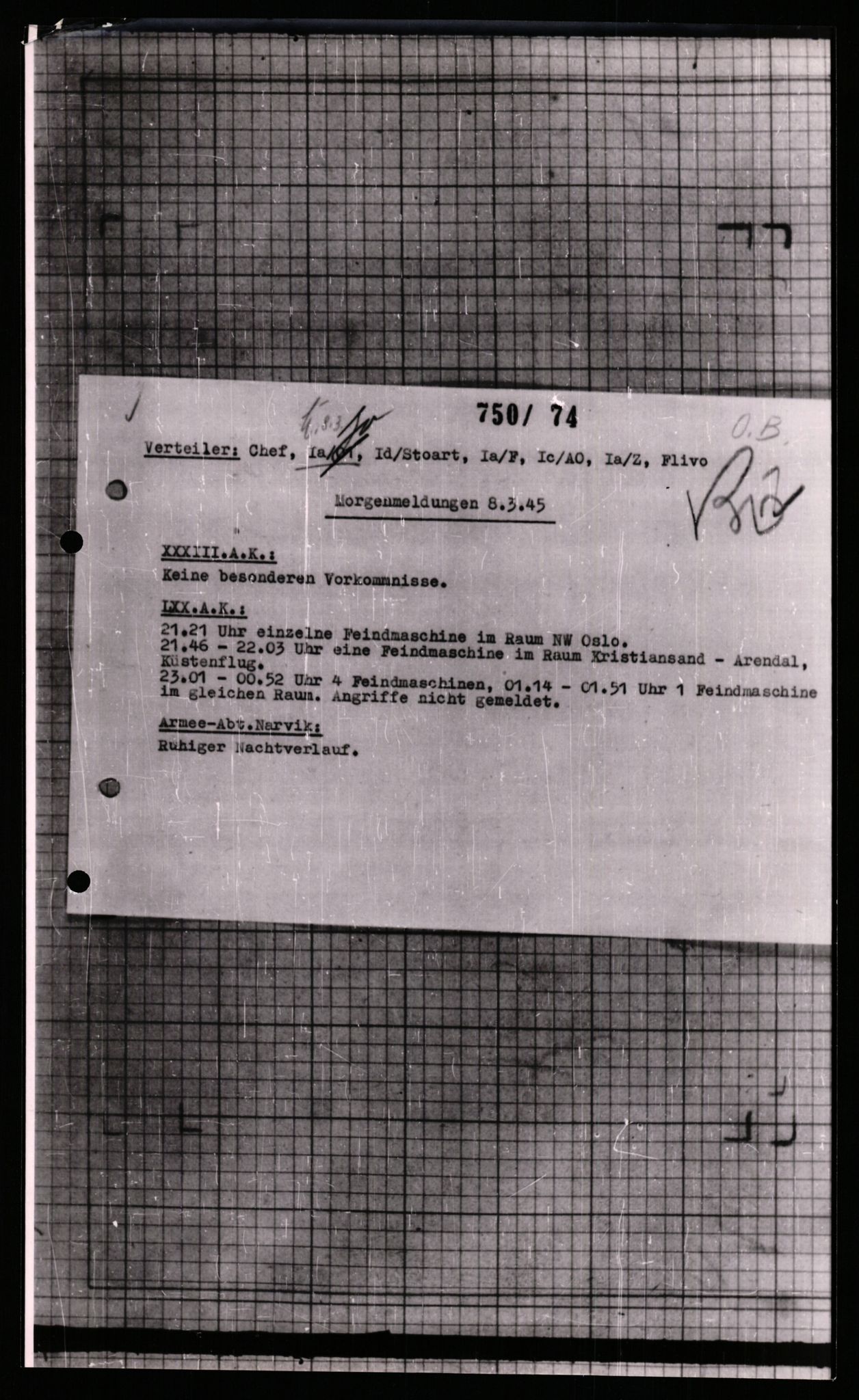 Forsvarets Overkommando. 2 kontor. Arkiv 11.4. Spredte tyske arkivsaker, AV/RA-RAFA-7031/D/Dar/Dara/L0008: Krigsdagbøker for 20. Gebirgs-Armee-Oberkommando (AOK 20), 1945, s. 318
