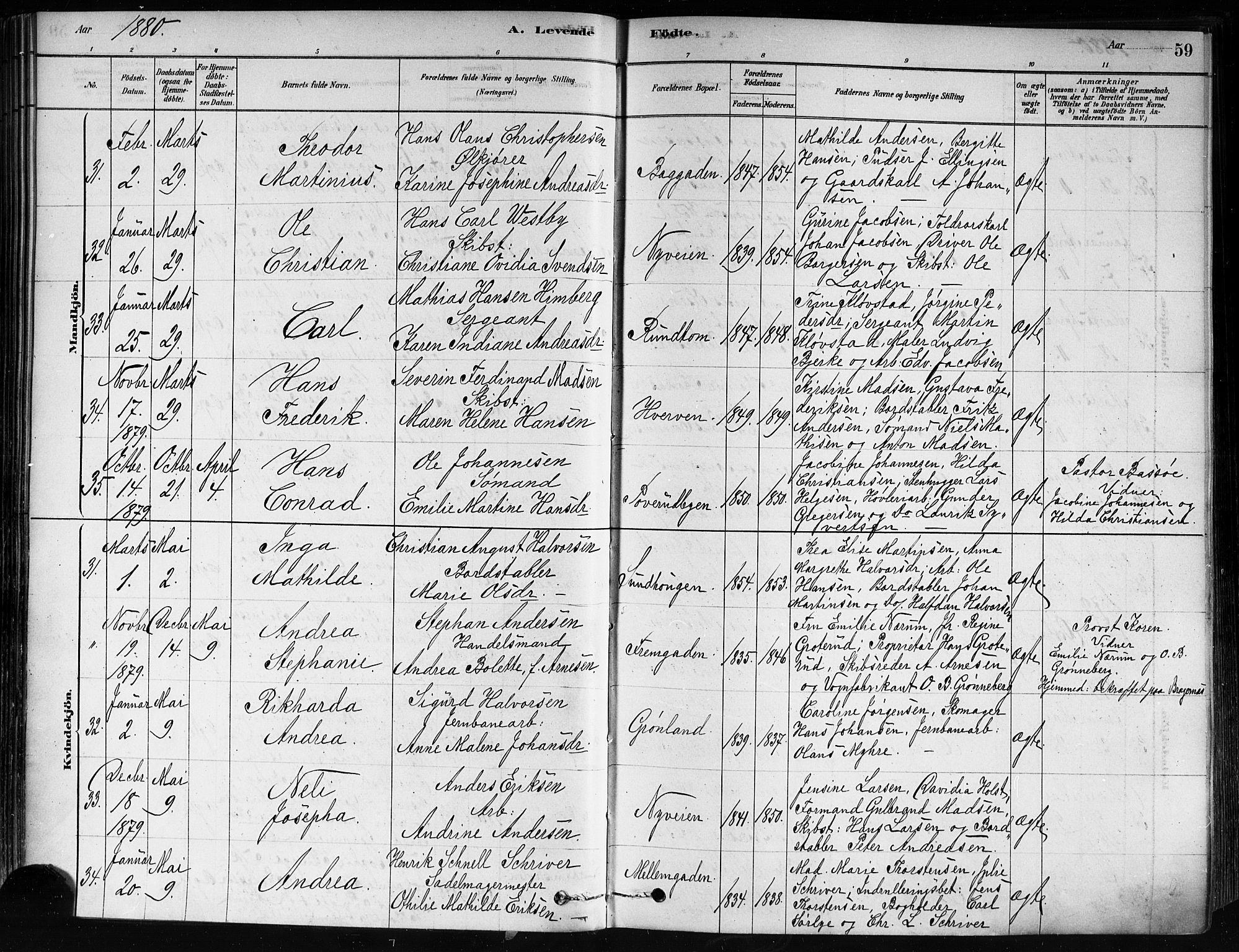 Strømsø kirkebøker, AV/SAKO-A-246/F/Fa/L0021: Ministerialbok nr. I 21, 1878-1885, s. 59