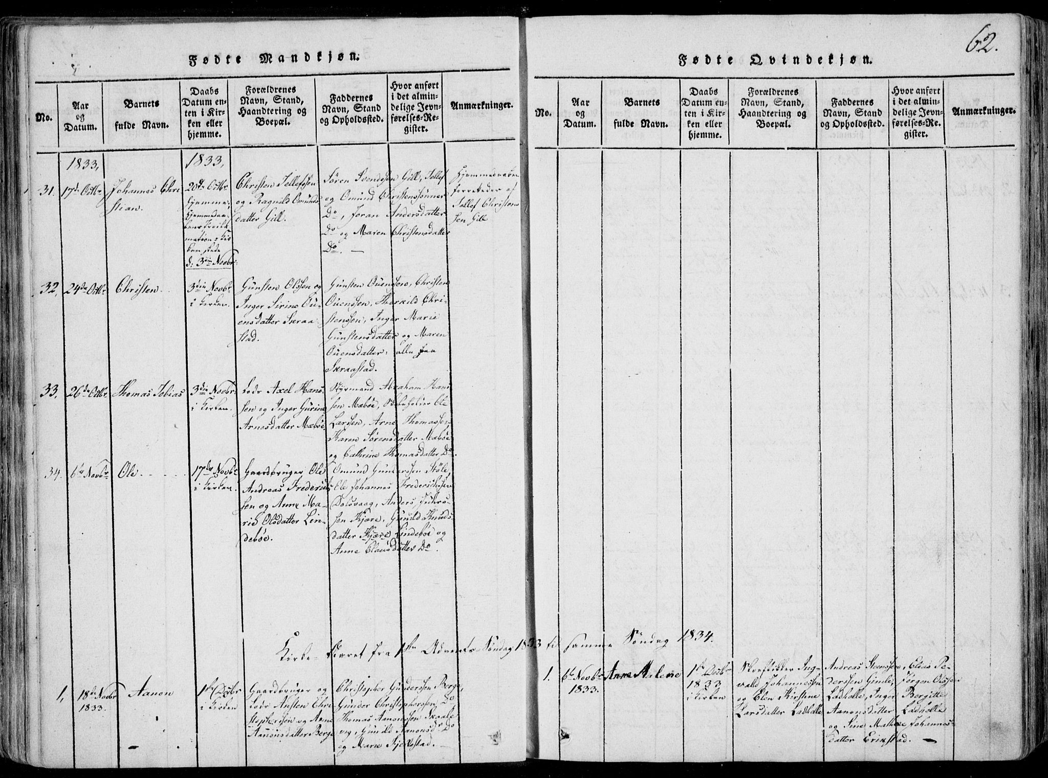 Oddernes sokneprestkontor, AV/SAK-1111-0033/F/Fa/Faa/L0005: Ministerialbok nr. A 5, 1820-1838, s. 62