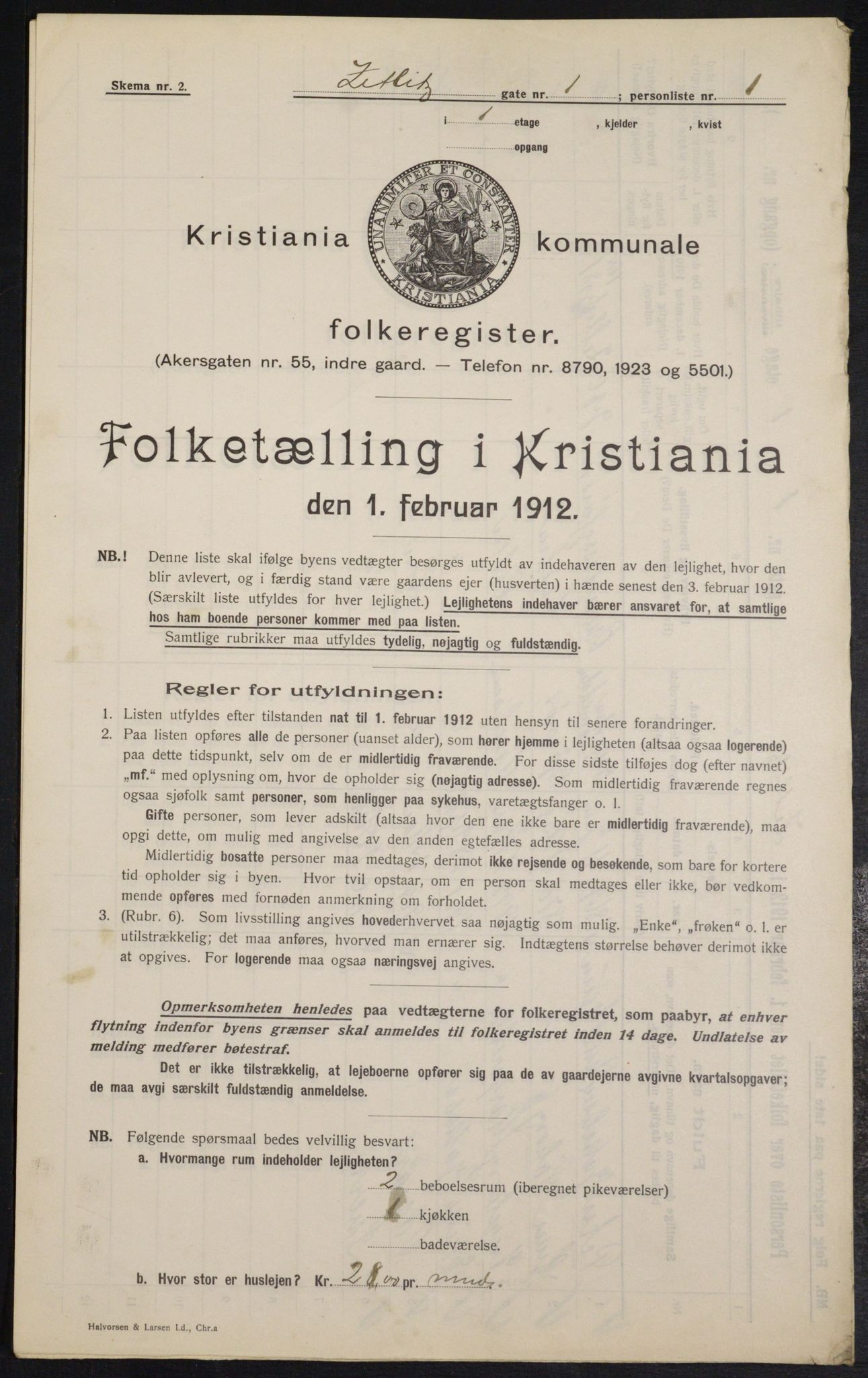 OBA, Kommunal folketelling 1.2.1912 for Kristiania, 1912, s. 128579